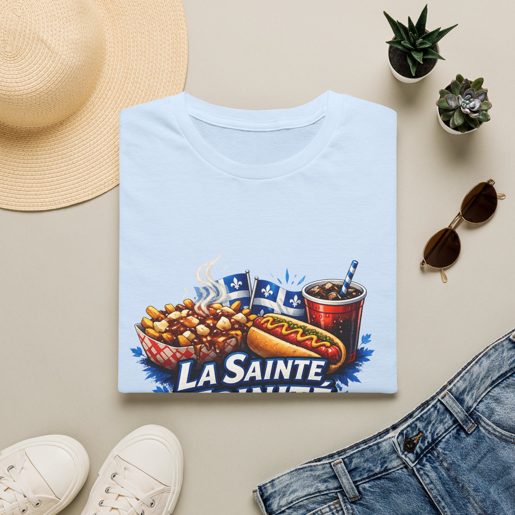 La Sainte Trinité – T-Shirt Québécois Poutine, Hot-Dog & Humour
