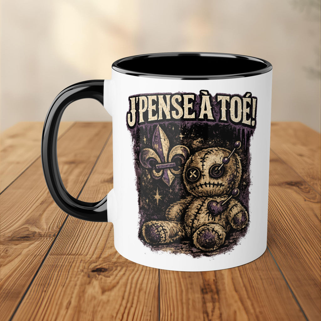 J'pense à Toé Voodoo Doll Mug Accent 11oz Cadeau Drôle