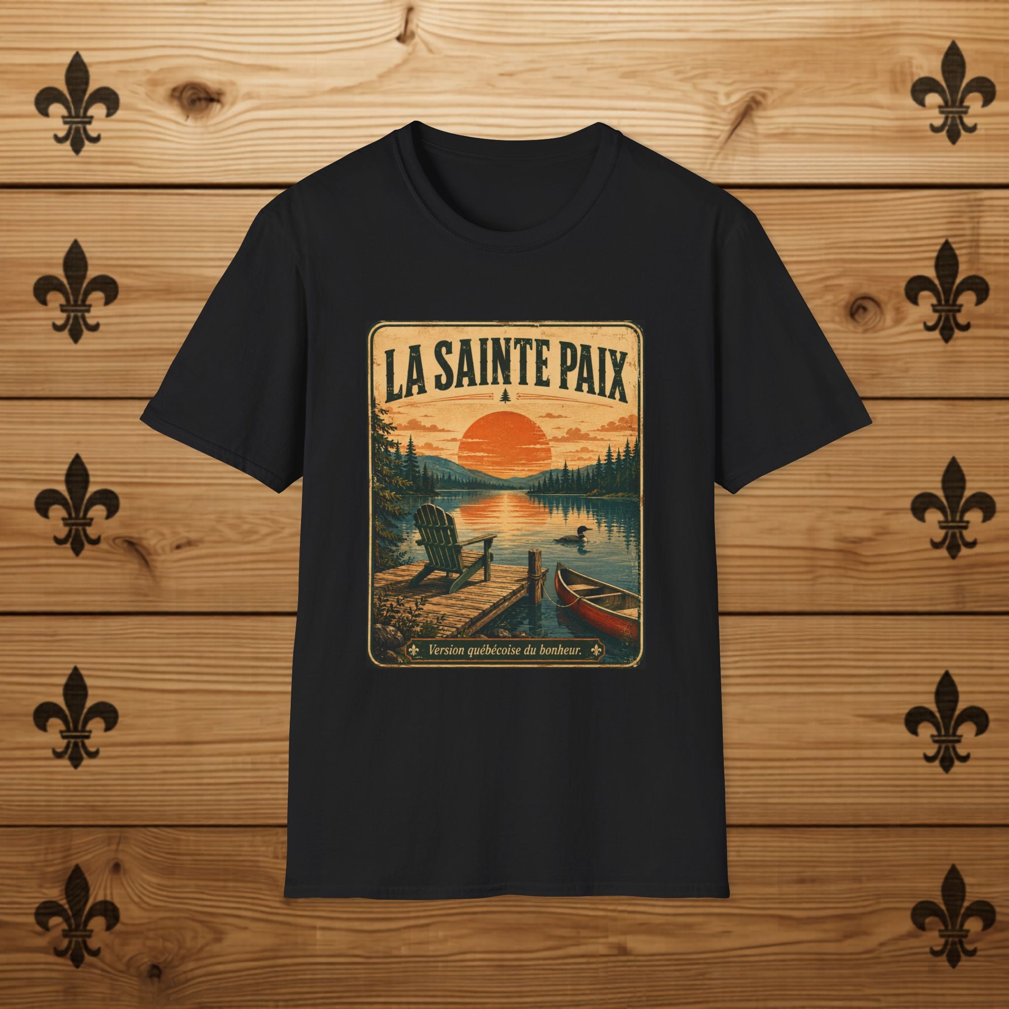 La Sainte Paix Sunset Lake T-Shirt | Vintage Nature Scene