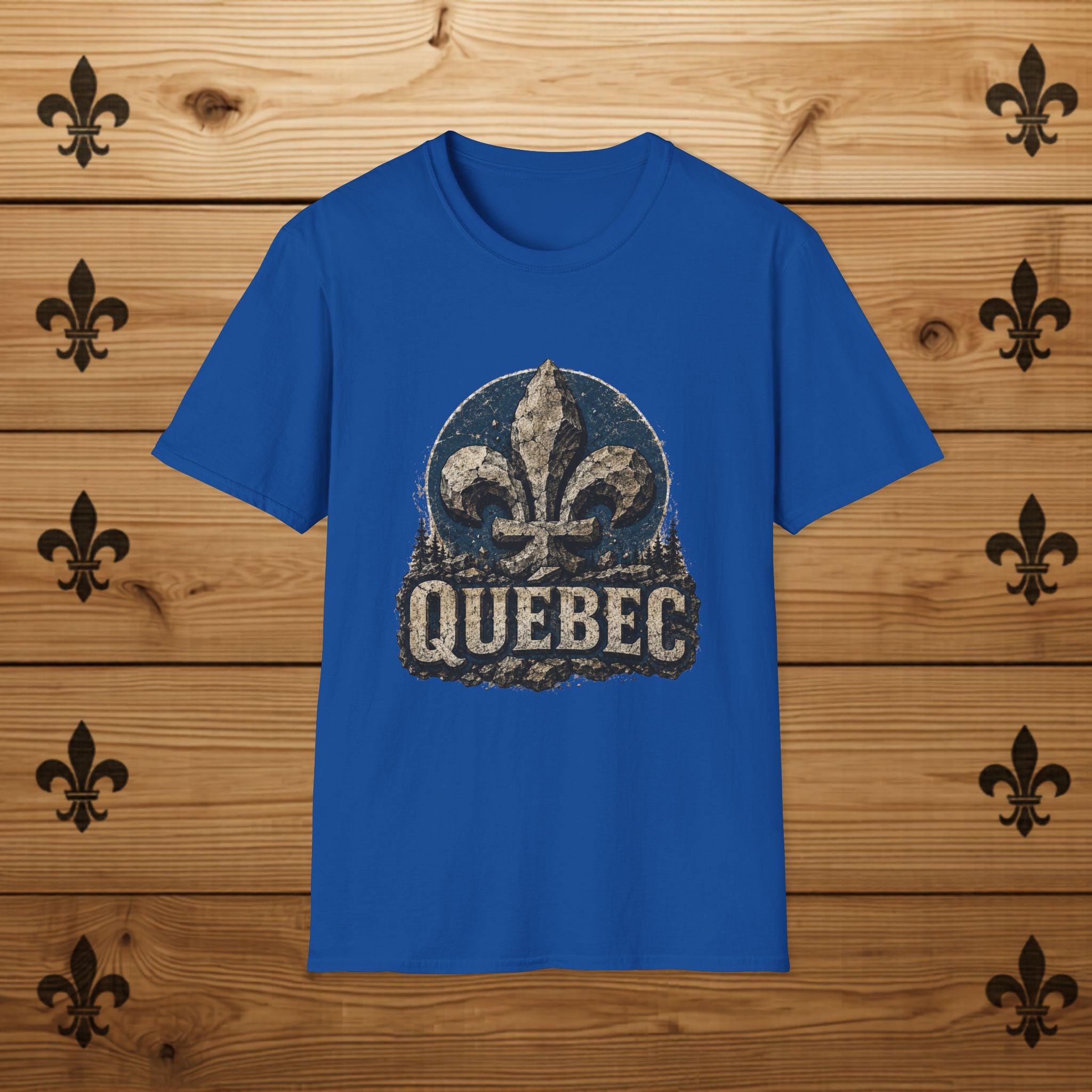 Quebec Fleur-de-Lys Graphic T-Shirt Vintage Provincial Emblem Quebec Shirt