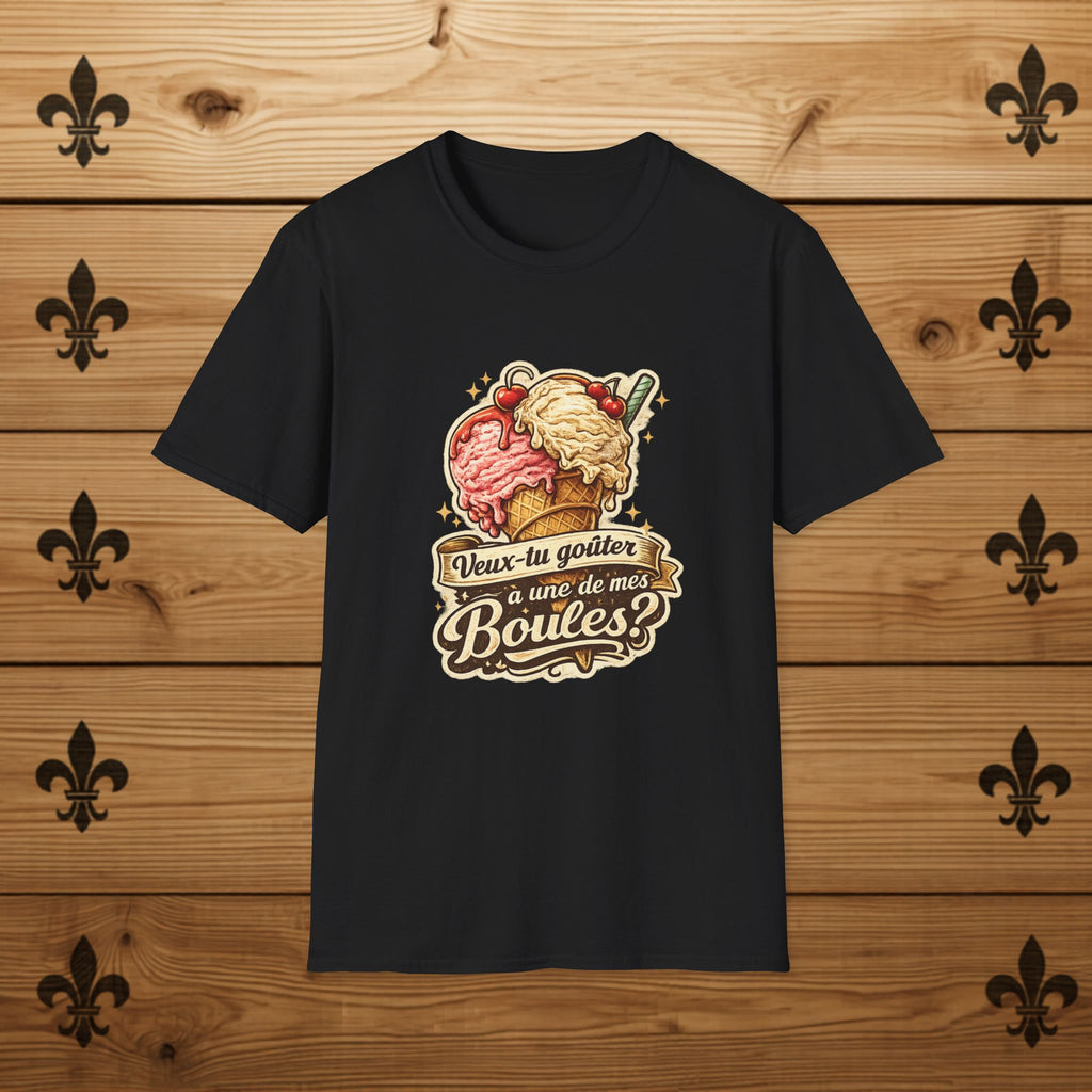 Ice Cream Cone Illustration T-Shirt Vintage Scoops Graphic Tee Quebecois T-Shirt