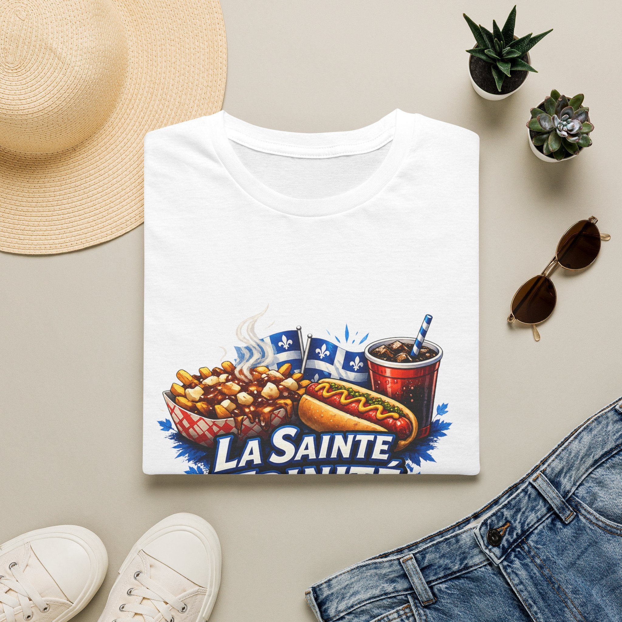 La Sainte Trinité – T-Shirt Québécois Poutine, Hot-Dog & Humour