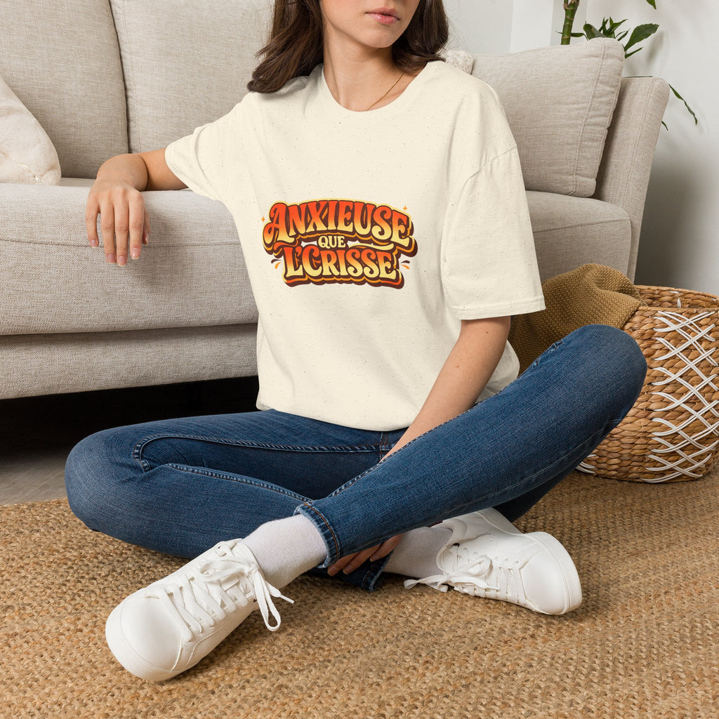 Anxieuse Que Lcrisse T-Shirt French Funny Retro Typography Quebec T-Shirt