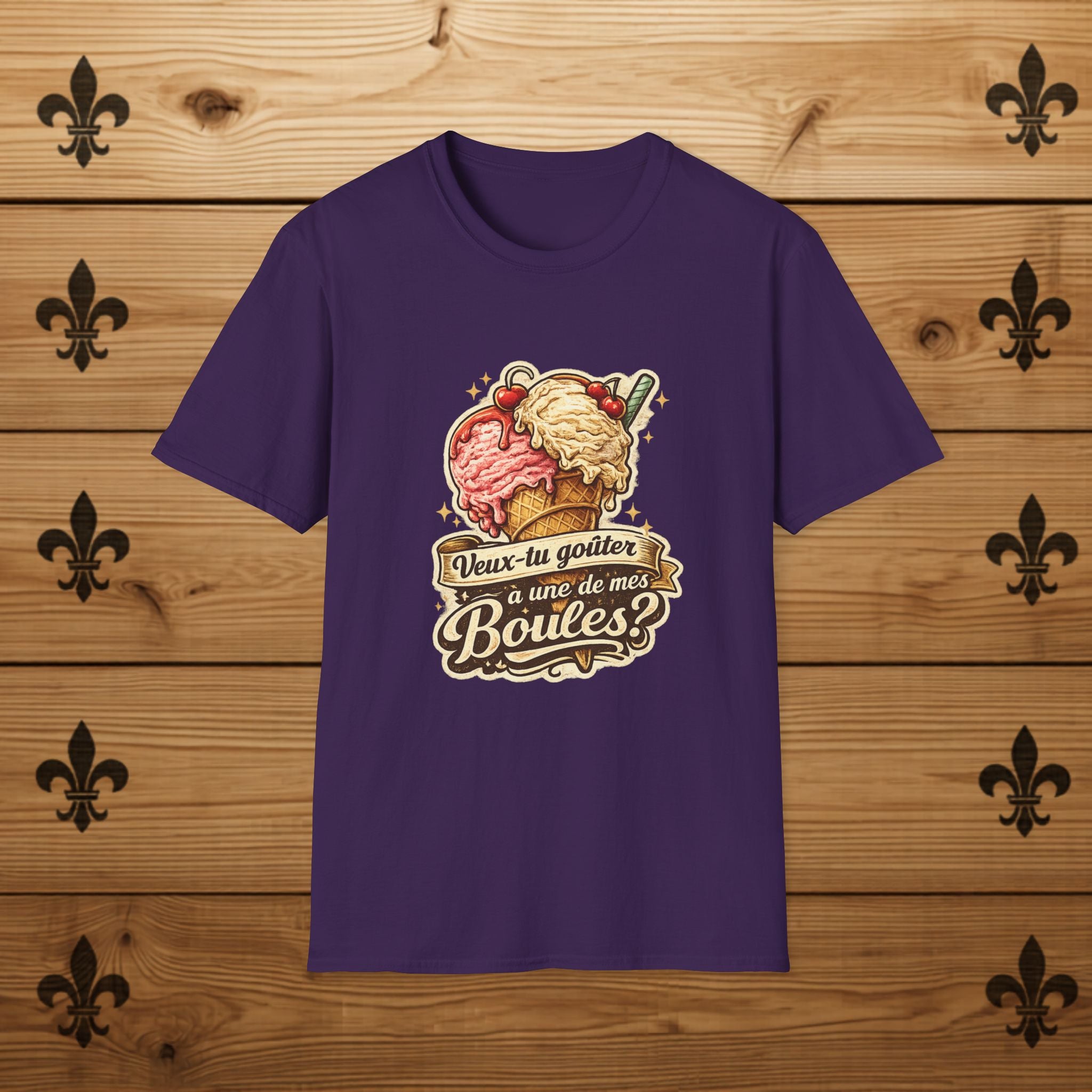Ice Cream Cone Illustration T-Shirt Vintage Scoops Graphic Tee Quebecois T-Shirt