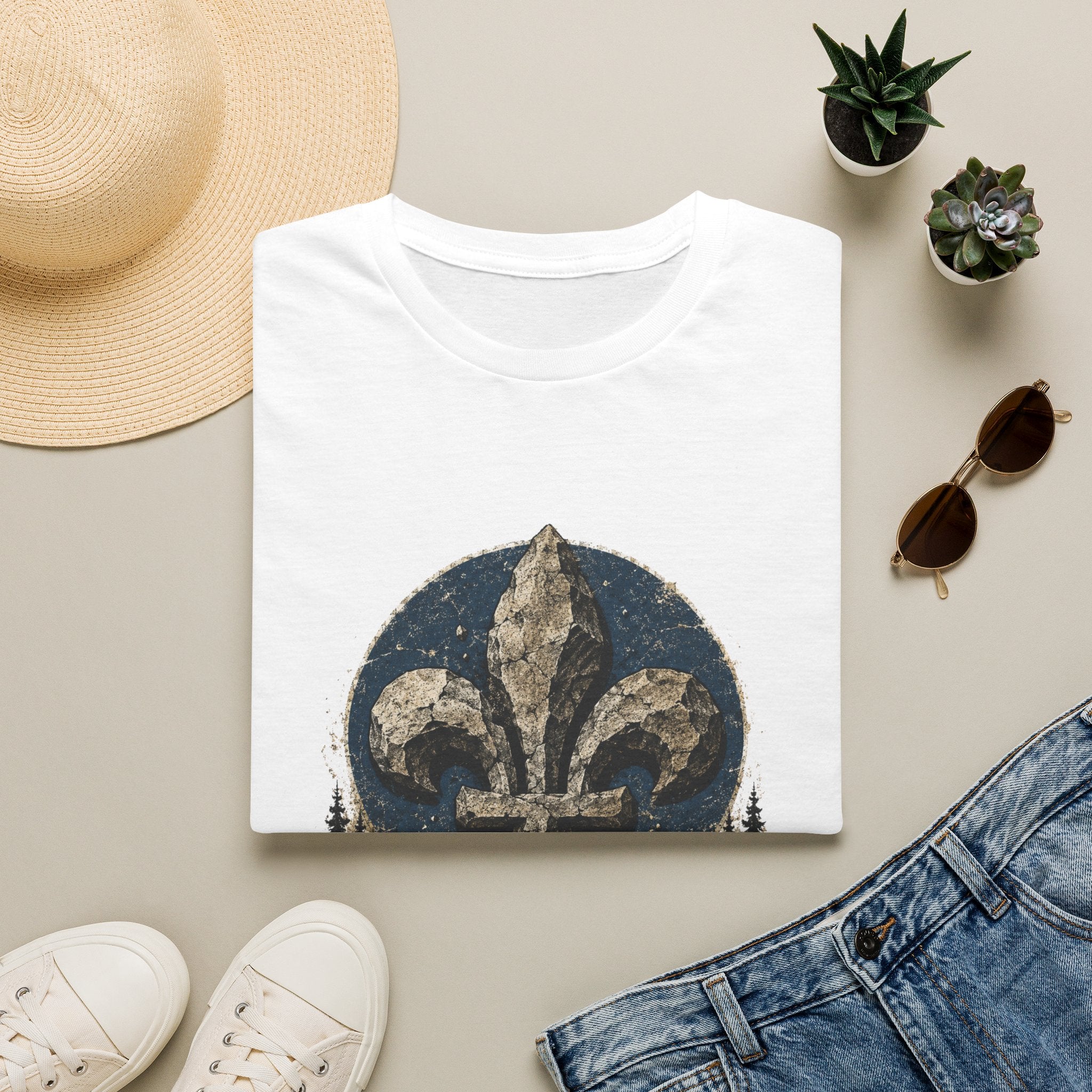 Quebec Fleur-de-Lys Graphic T-Shirt Vintage Provincial Emblem Quebec Shirt