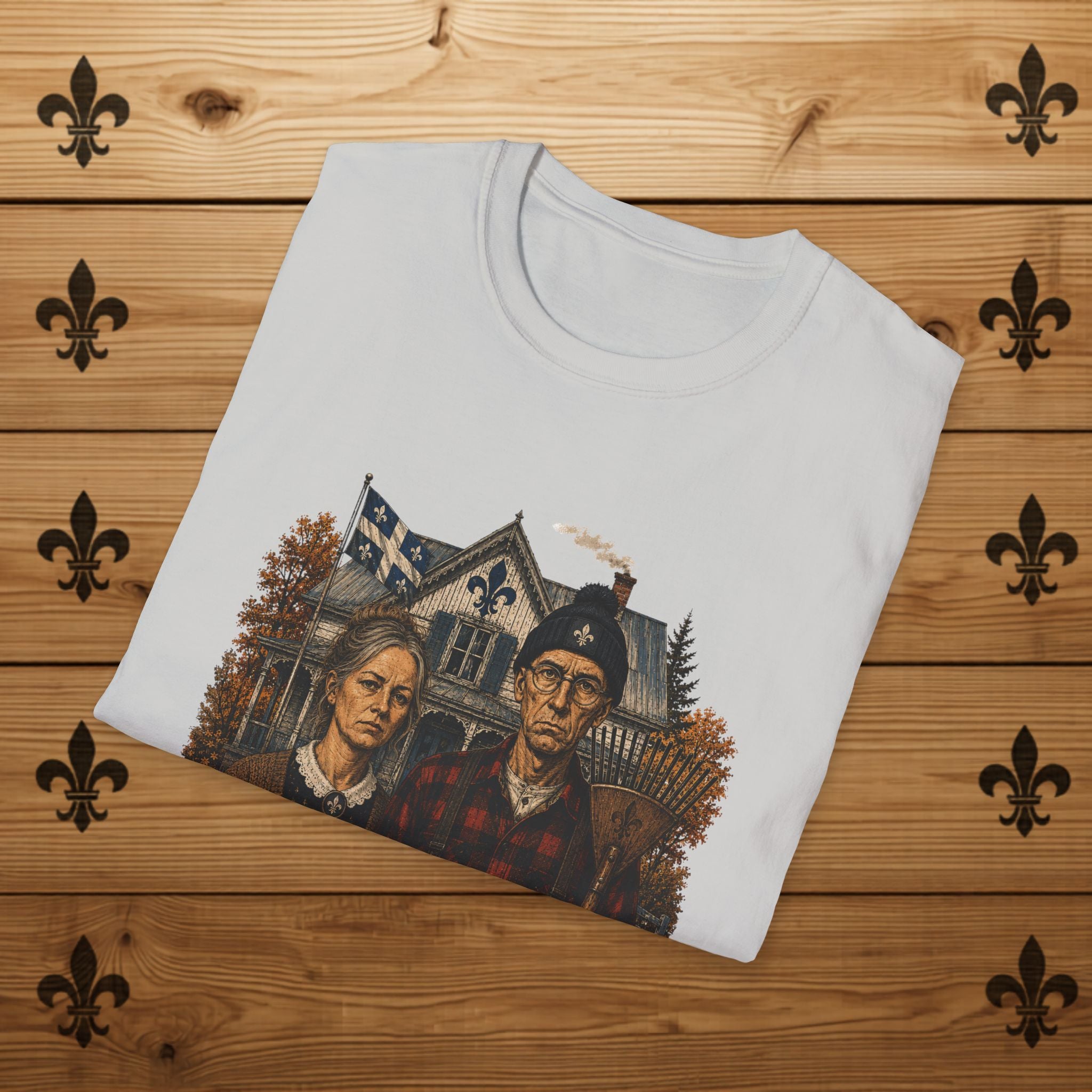 T-Shirt Couple Ferme Hantée Chandail Gothique Québécois Illustration Rustique Americana Couple Halloween