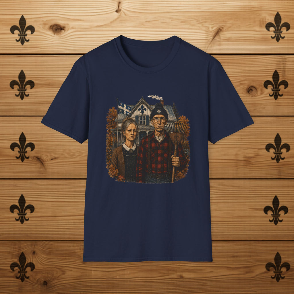 T-Shirt Couple Ferme Hantée Chandail Gothique Québécois Illustration Rustique Americana Couple Halloween