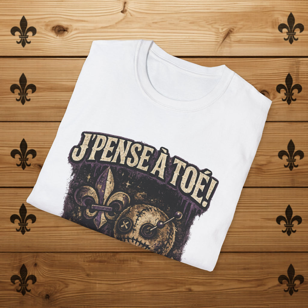 J'pense à Toé Teddy Bear T-Shirt Voodoo doll Funny Tee Quebec T-Shirt