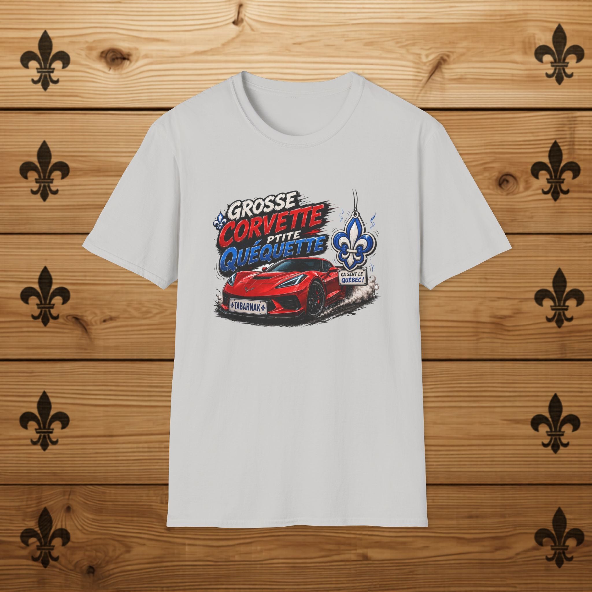 Grosse Corvette Ptite Quequette T-Shirt Red Sports Car Funny Quebec Tee Gift For Him