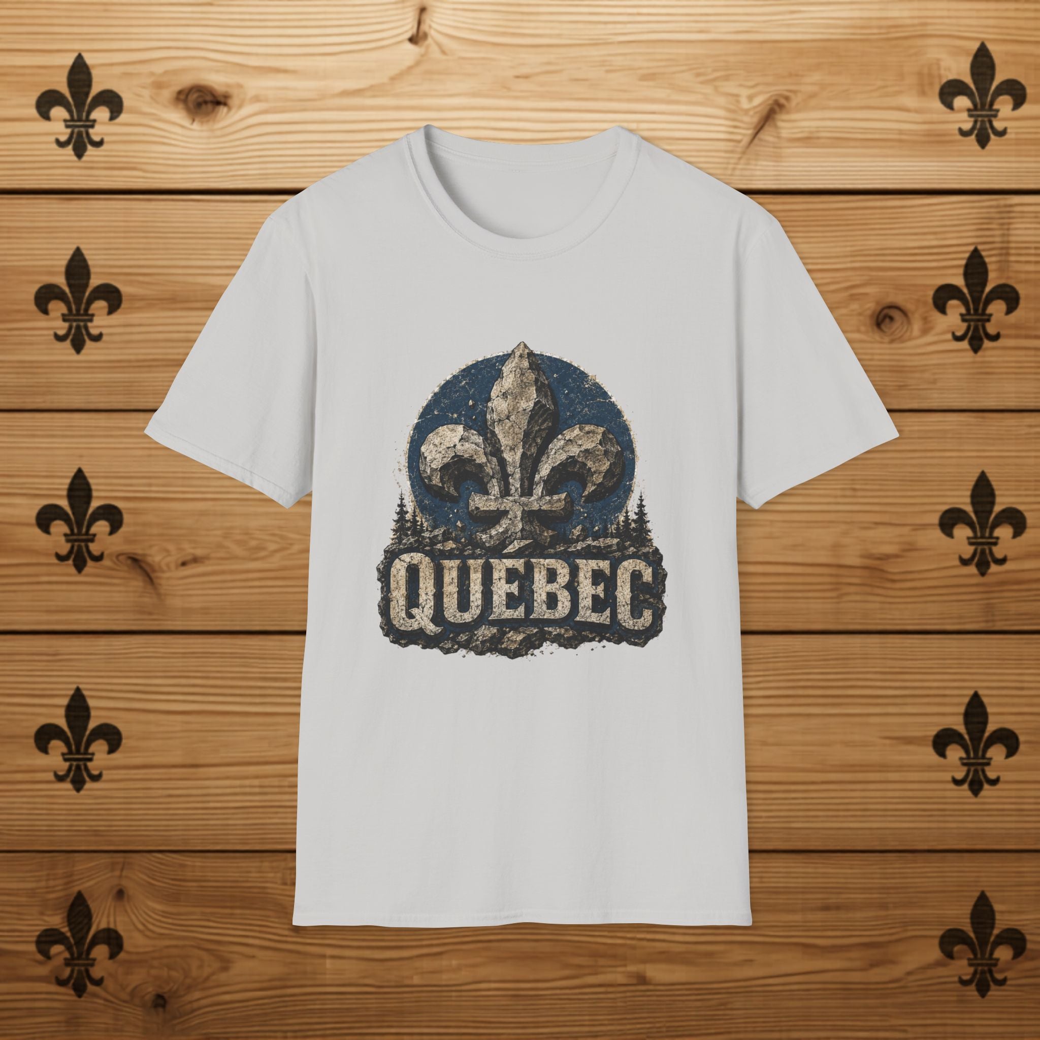 Quebec Fleur-de-Lys Graphic T-Shirt Vintage Provincial Emblem Quebec Shirt