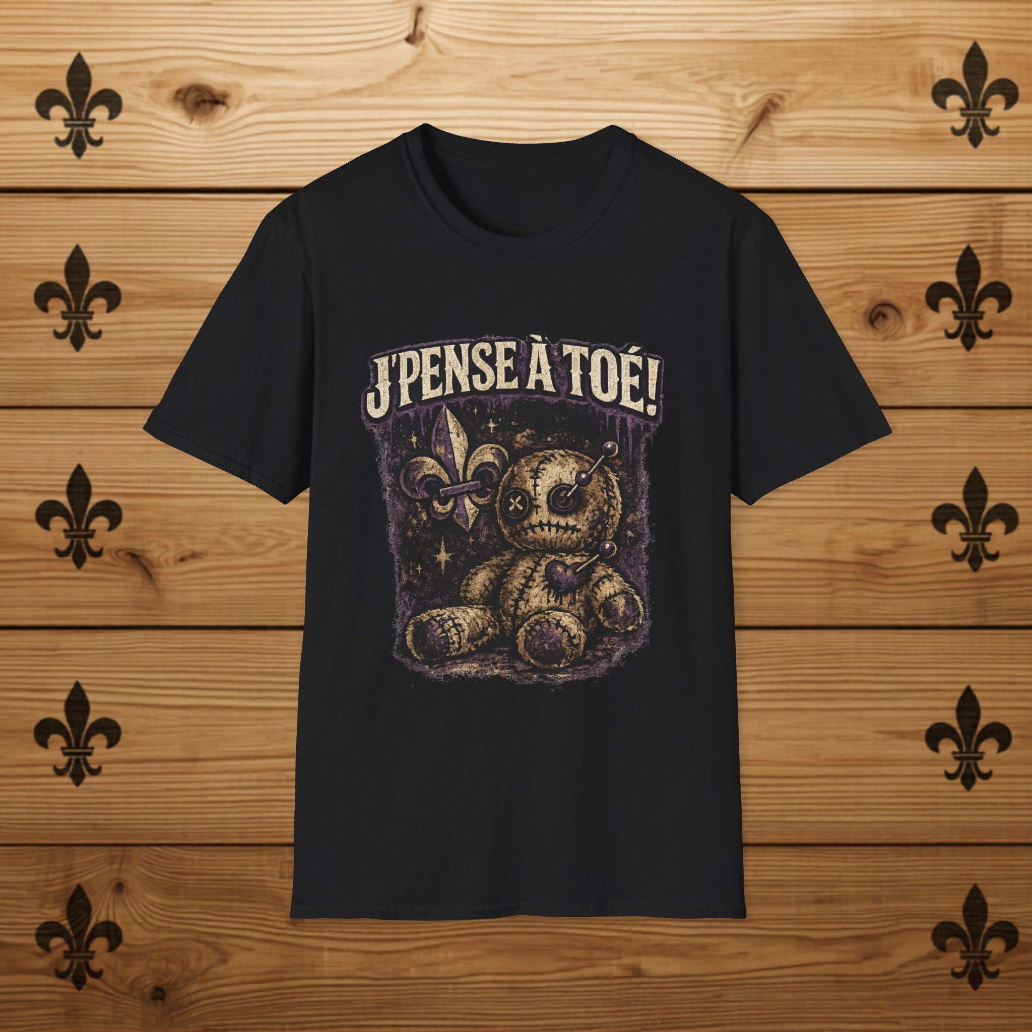 J'pense à Toé Teddy Bear T-Shirt Voodoo doll Funny Tee Quebec T-Shirt