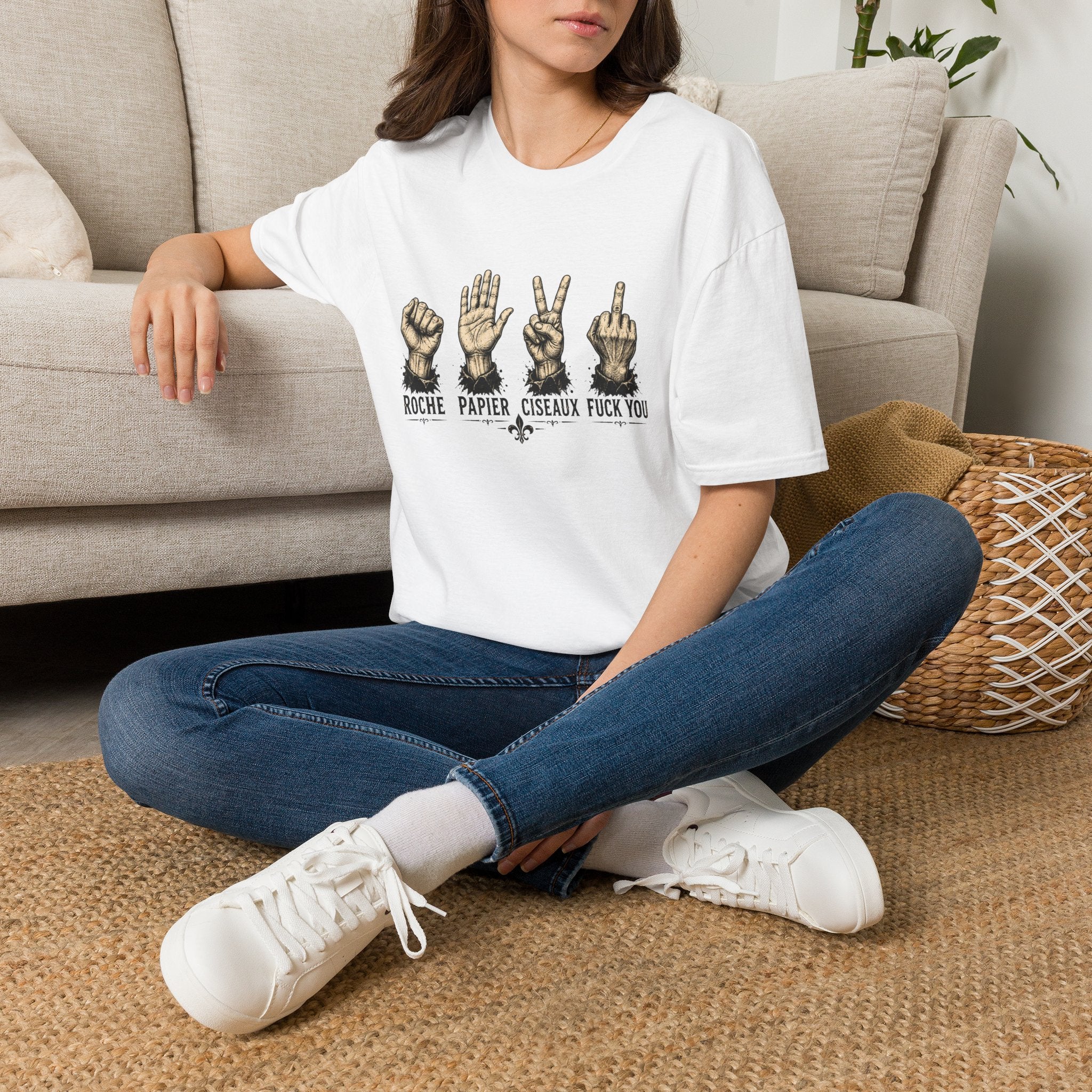T-Shirt Québécois Roche Papier Ciseaux Chandail Humour Québécois Sarcastique Cadeau Drôle pour Québécois Quebtrash