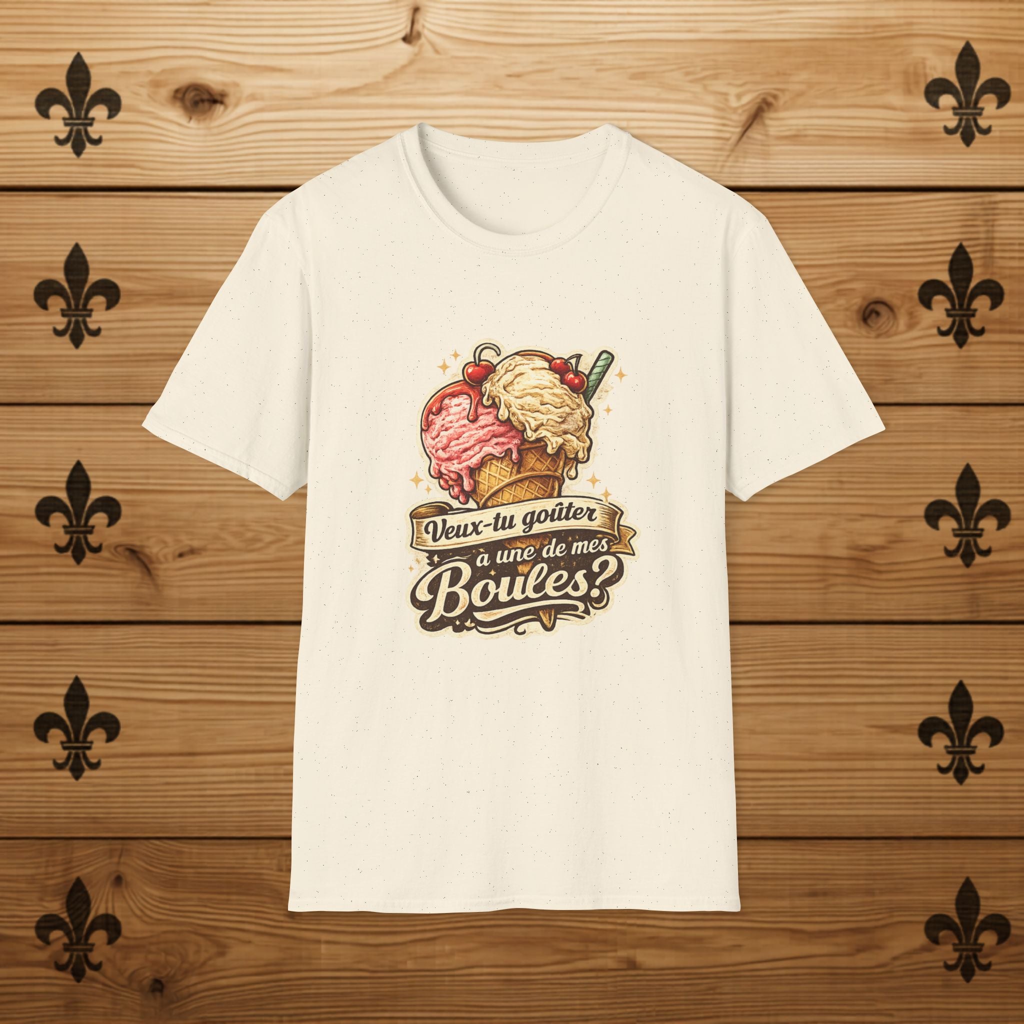 Ice Cream Cone Illustration T-Shirt Vintage Scoops Graphic Tee Quebecois T-Shirt