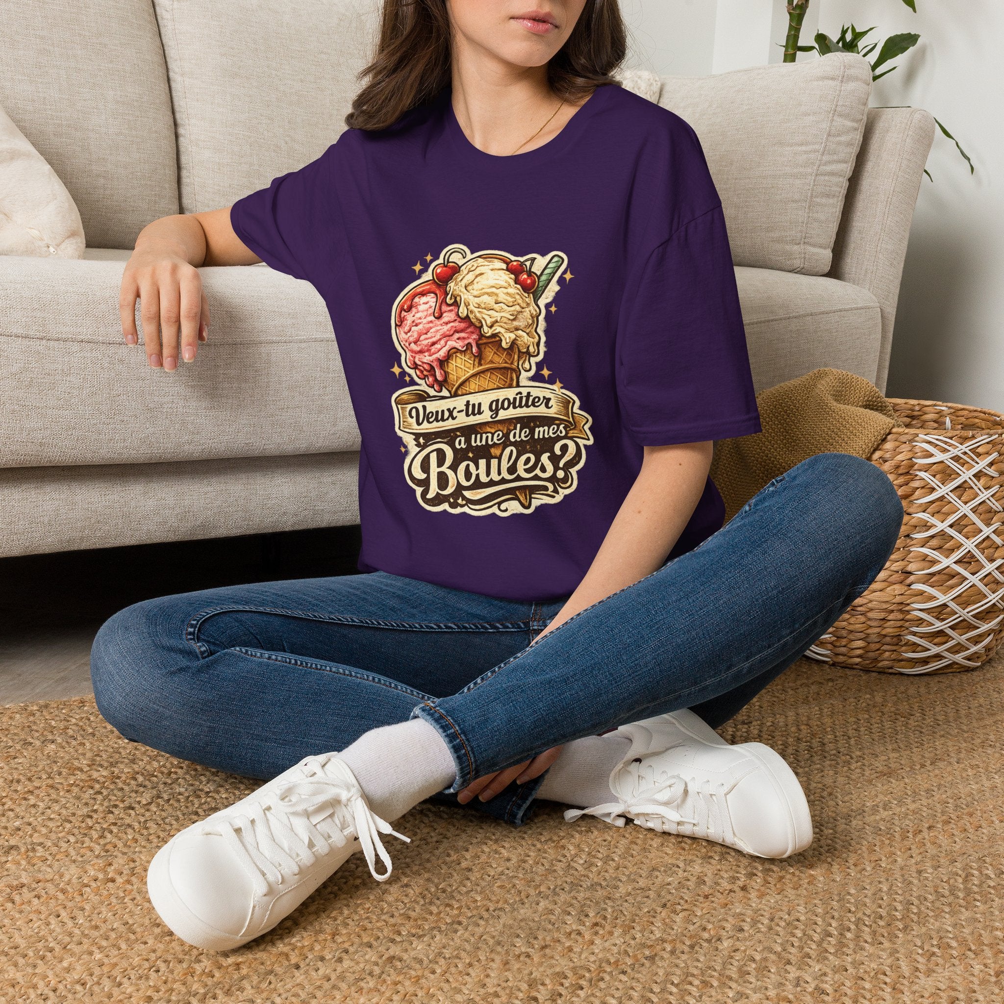 Ice Cream Cone Illustration T-Shirt Vintage Scoops Graphic Tee Quebecois T-Shirt