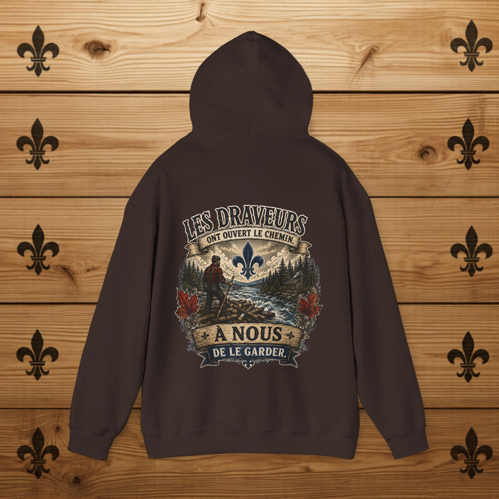 Hoodie Québécois Fleur de Lys  Les Draveurs Chandail Québec