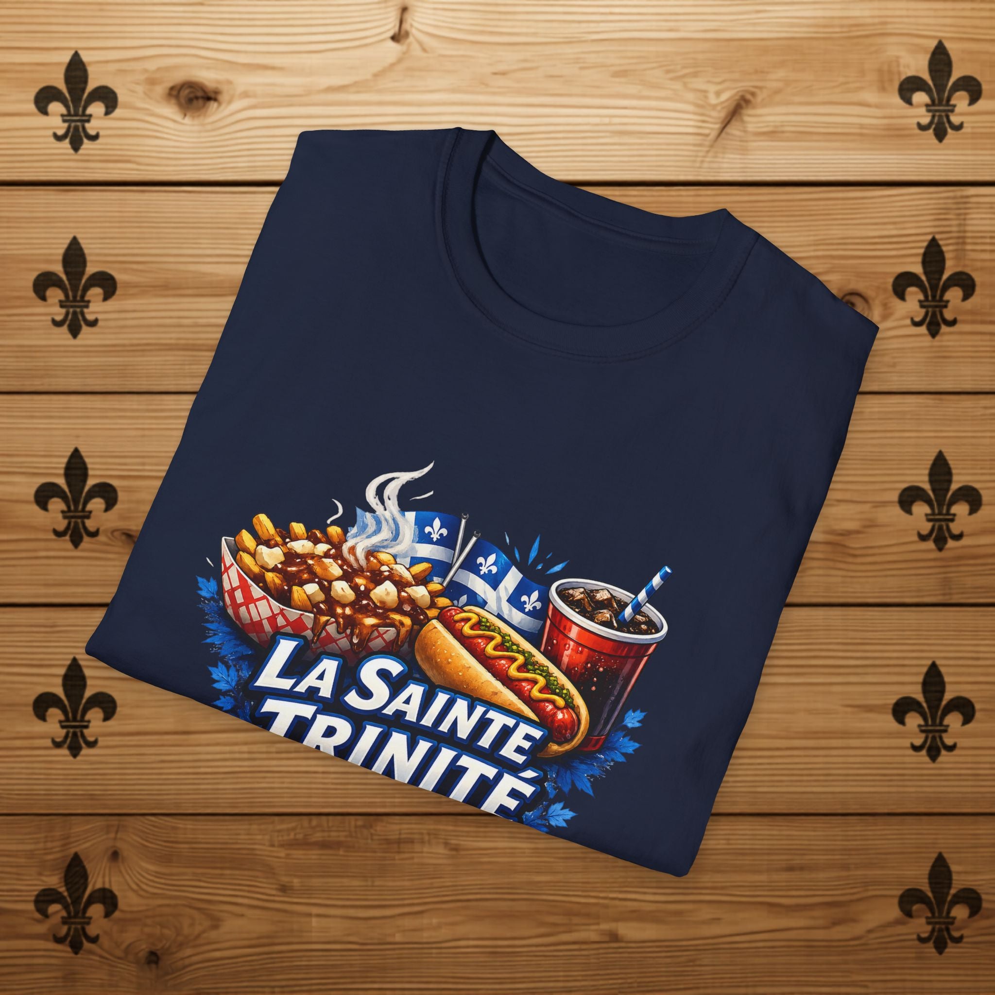 La Sainte Trinité – T-Shirt Québécois Poutine, Hot-Dog & Humour