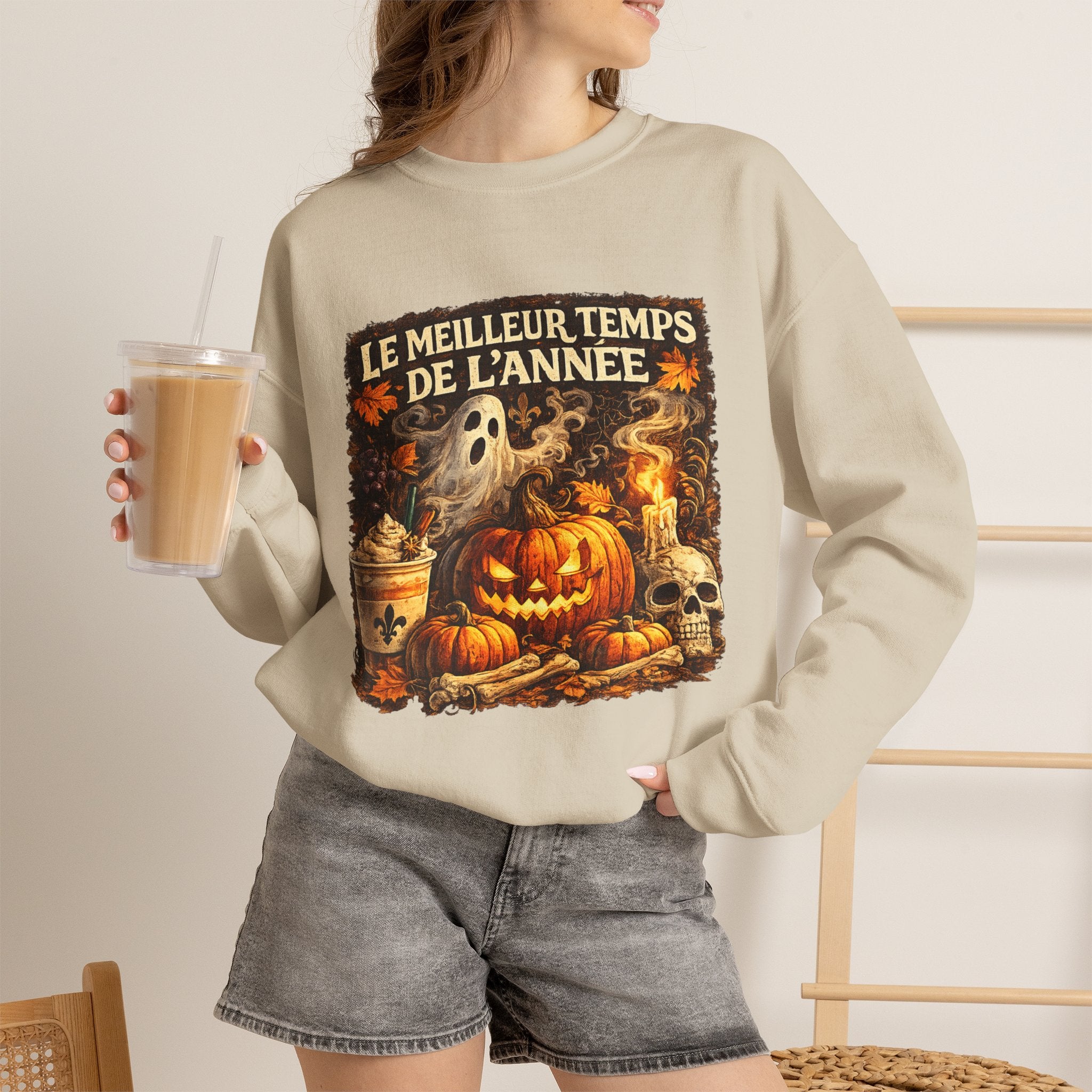 Le meilleur temps de l'année Halloween Sweatshirt | Pumpkin Ghost Skull Design