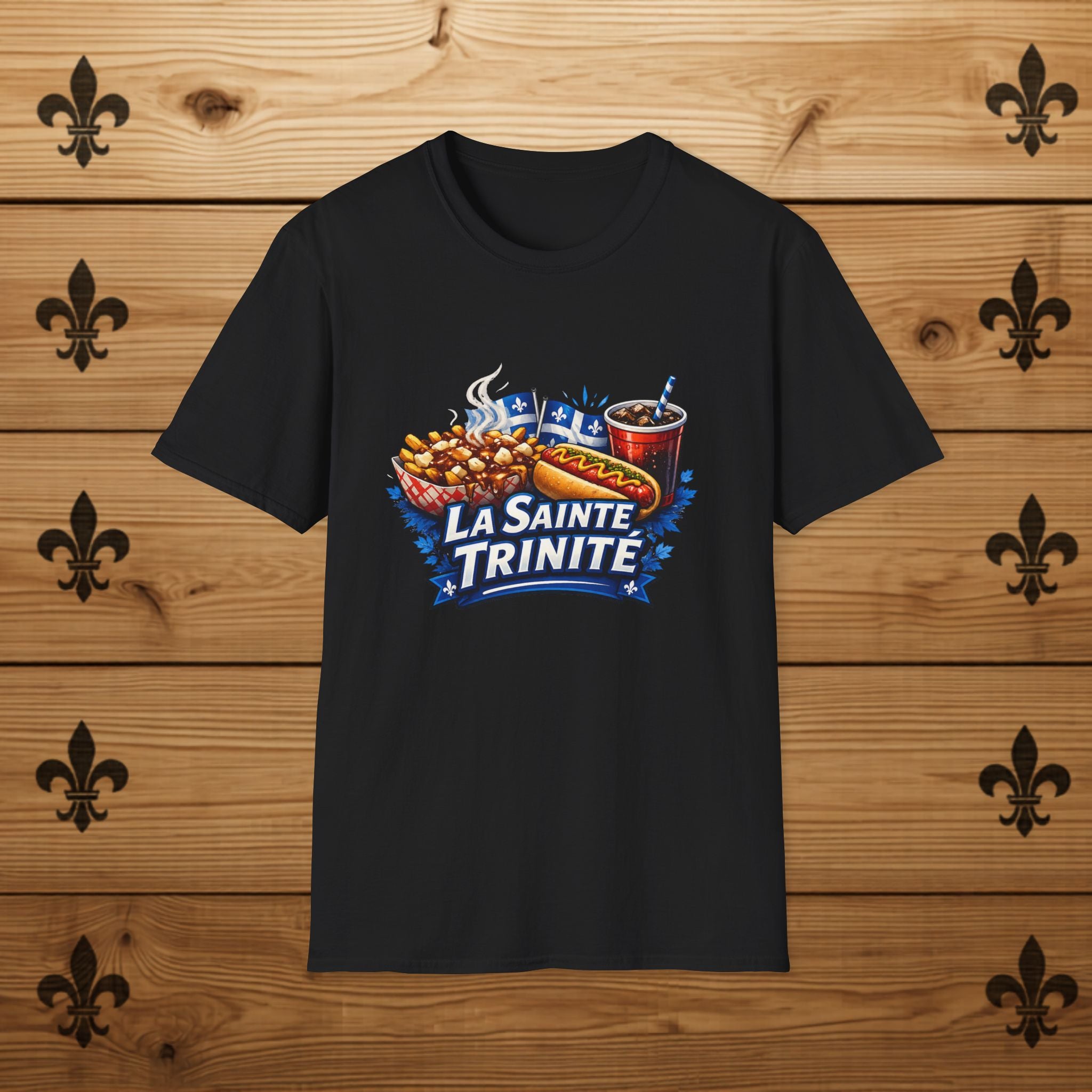 La Sainte Trinité – T-Shirt Québécois Poutine, Hot-Dog & Humour
