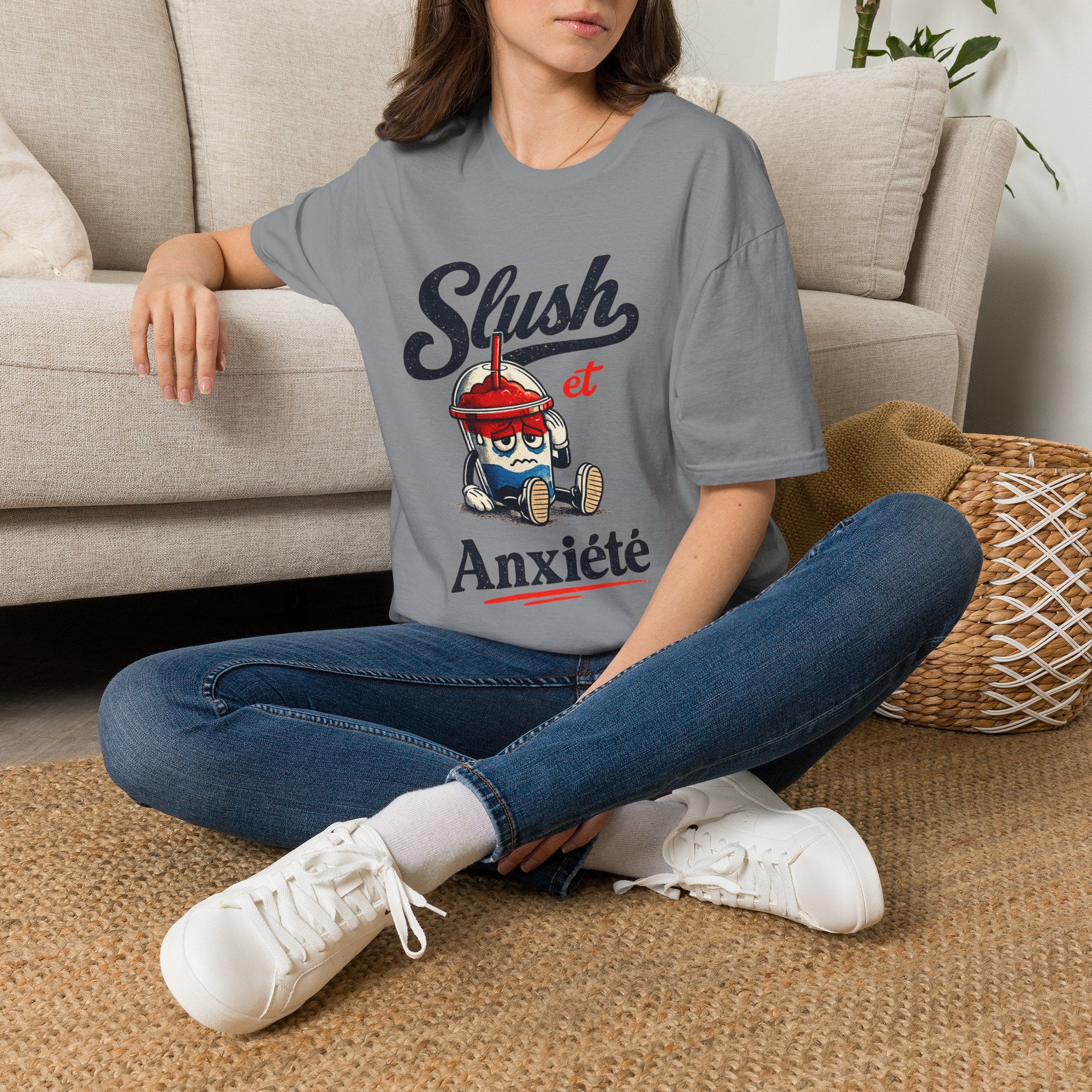 Anxiety Shirt Retro Slushie Tee Quebec Gift T-shirt Drôle Quebecois Quebec Humour