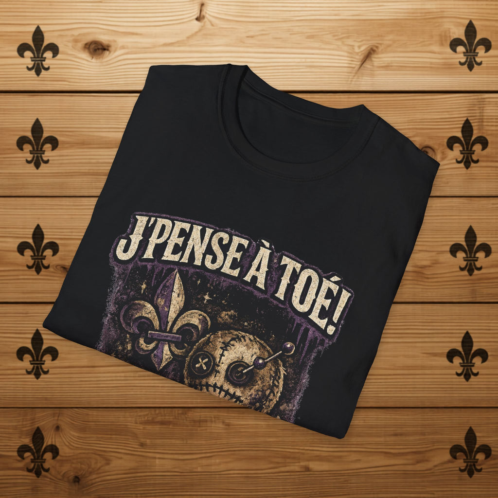J'pense à Toé Teddy Bear T-Shirt Voodoo doll Funny Tee Quebec T-Shirt