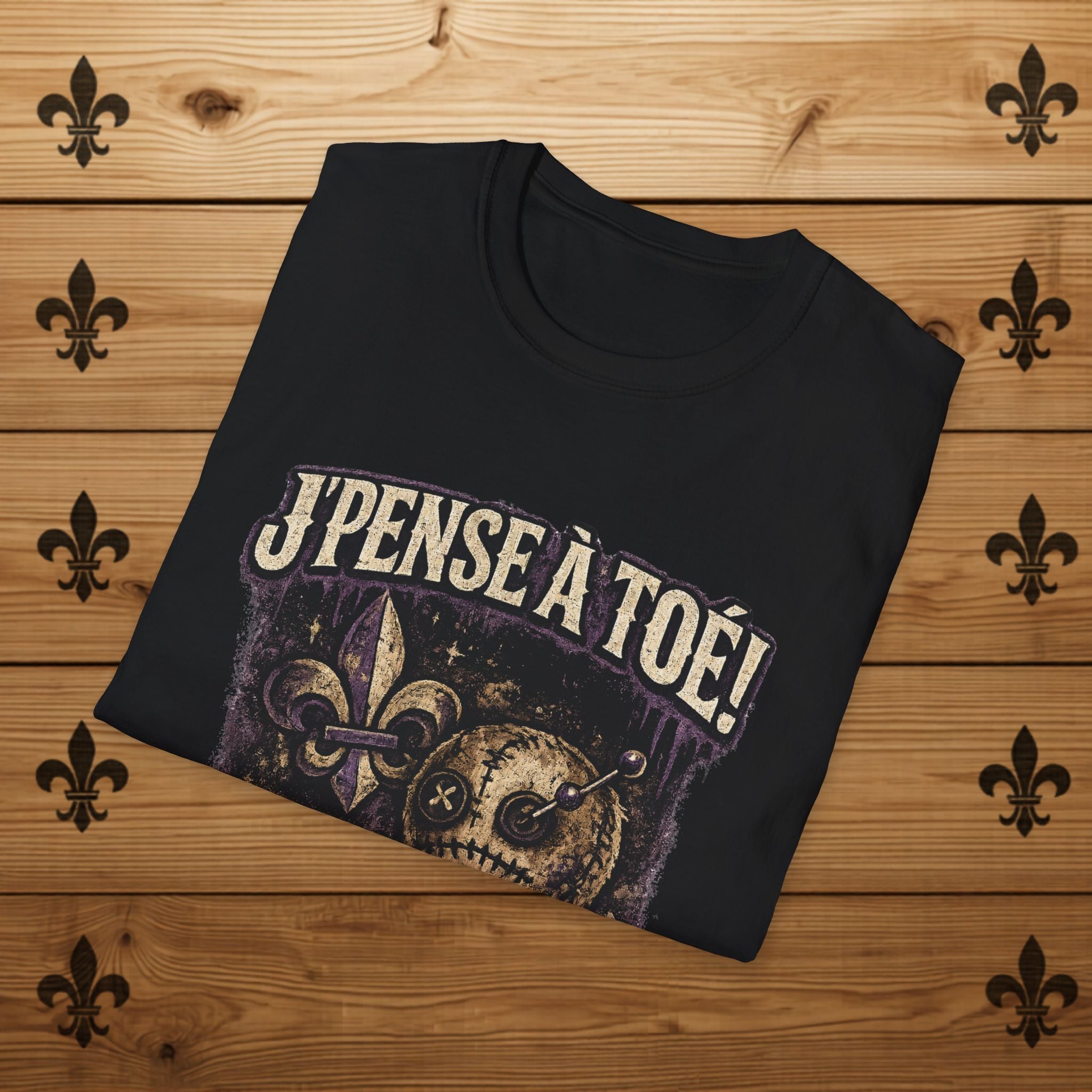 J'pense à Toé Teddy Bear T-Shirt Voodoo doll Funny Tee Quebec T-Shirt