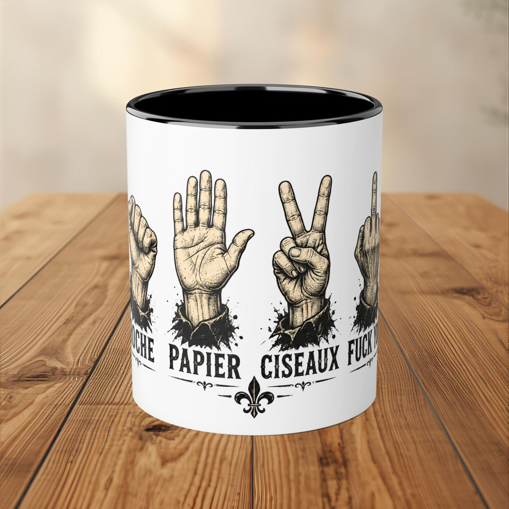 Tasse Roche Papier Ciseaux Tasse Québécoise Drôle et Sarcastique Quebtrash