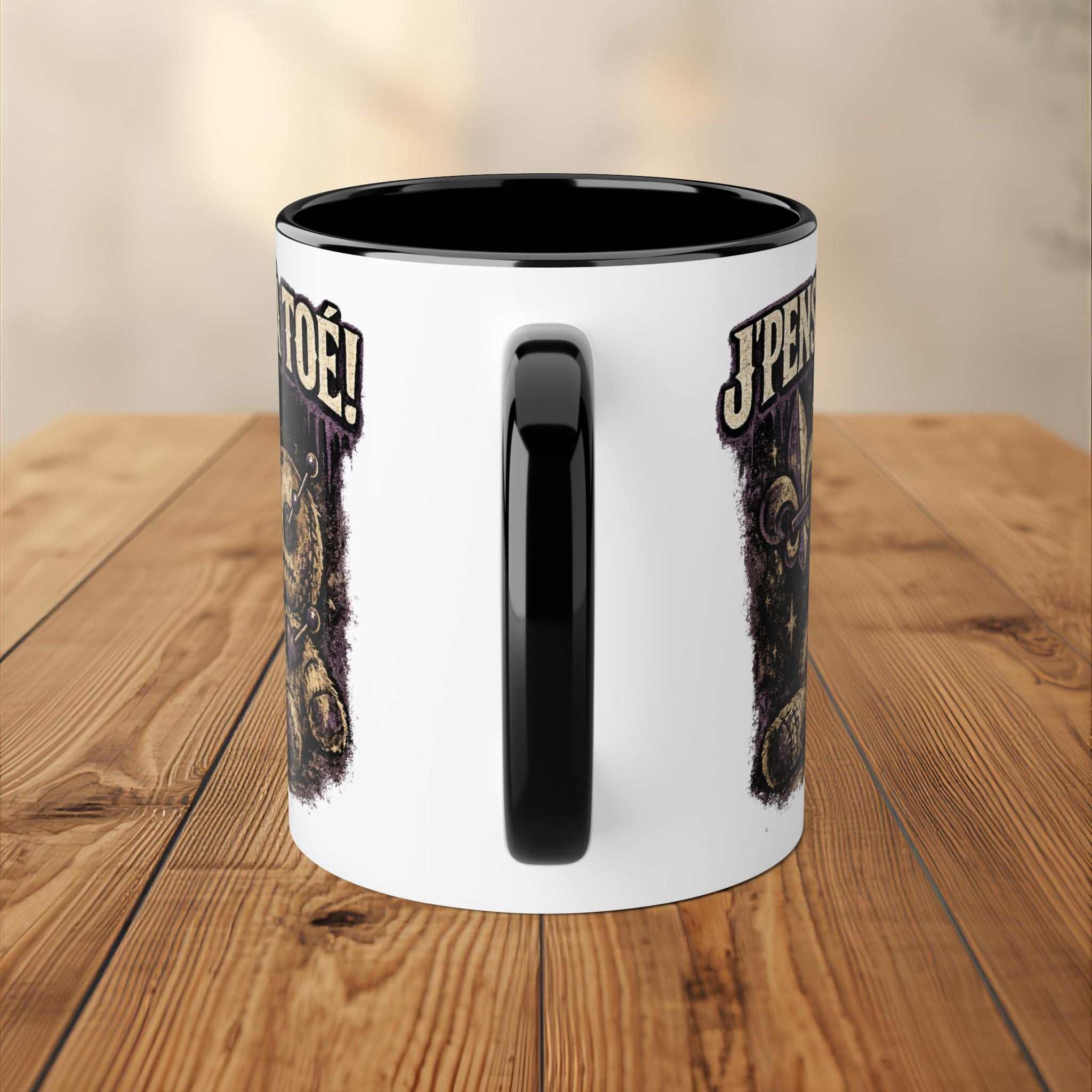 J'pense à Toé Voodoo Doll Mug Accent 11oz Cadeau Drôle
