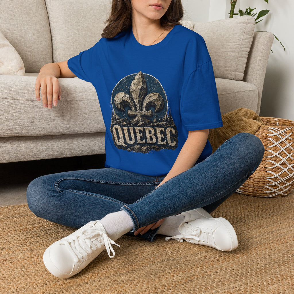 Quebec Fleur-de-Lys Graphic T-Shirt Vintage Provincial Emblem Quebec Shirt