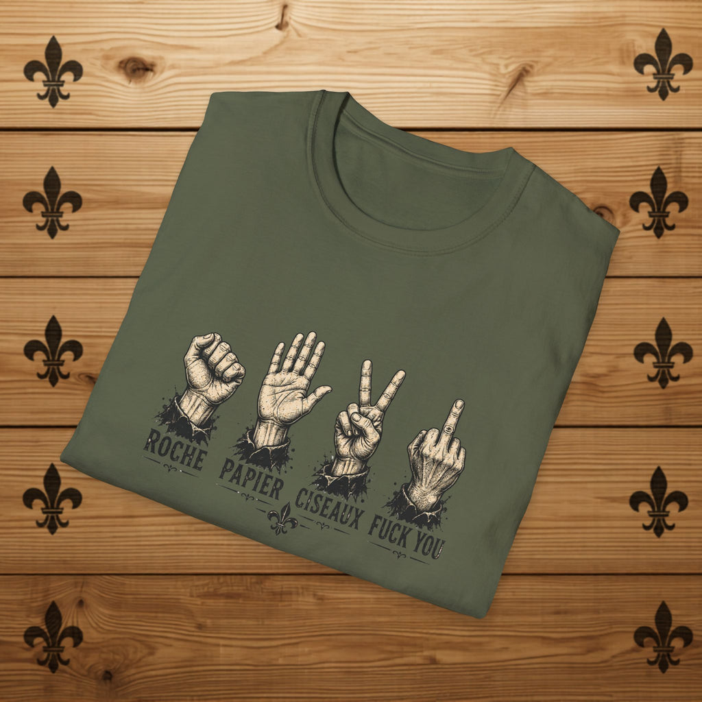 T-Shirt Québécois Roche Papier Ciseaux Chandail Humour Québécois Sarcastique Cadeau Drôle pour Québécois Quebtrash