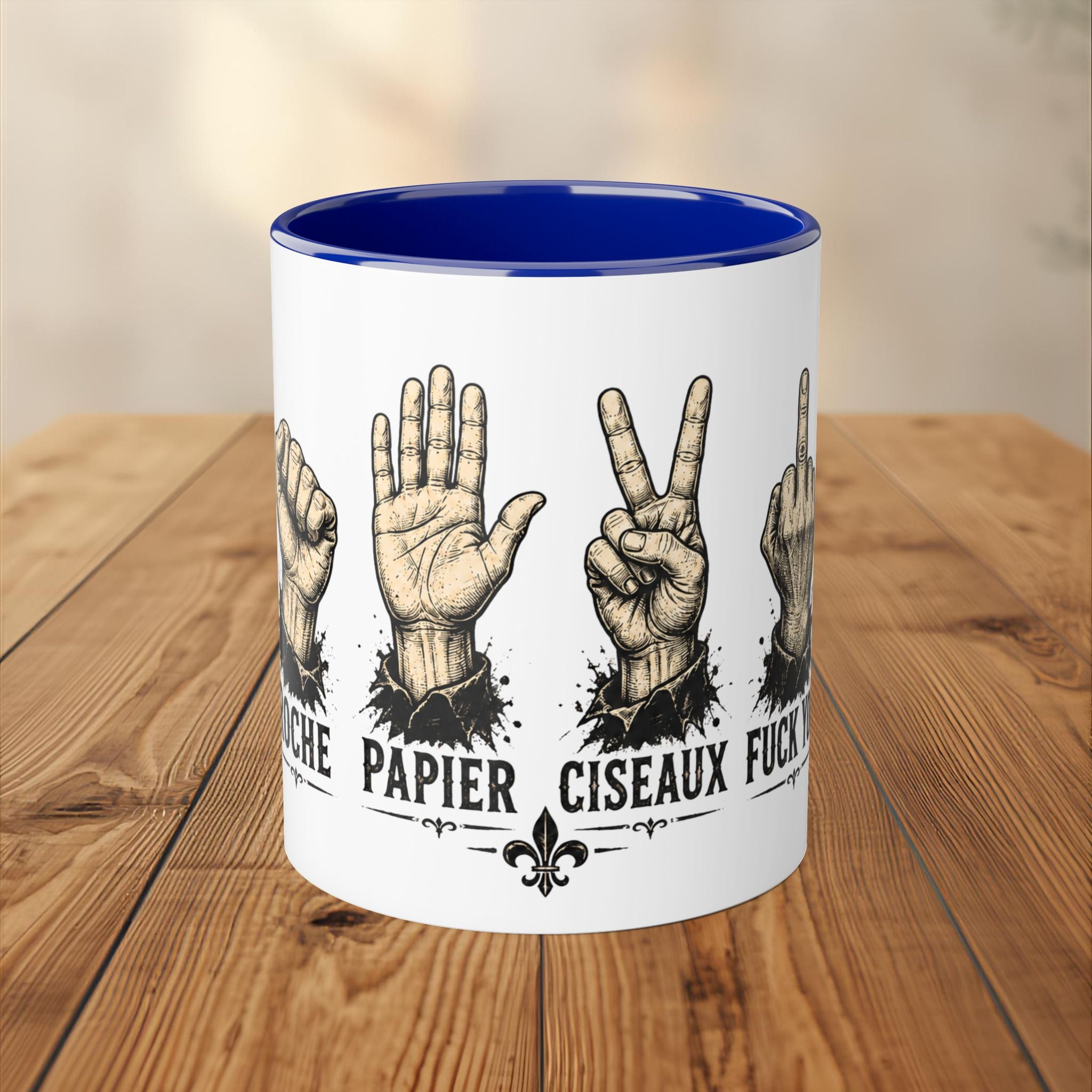 Tasse Roche Papier Ciseaux Tasse Québécoise Drôle et Sarcastique Quebtrash