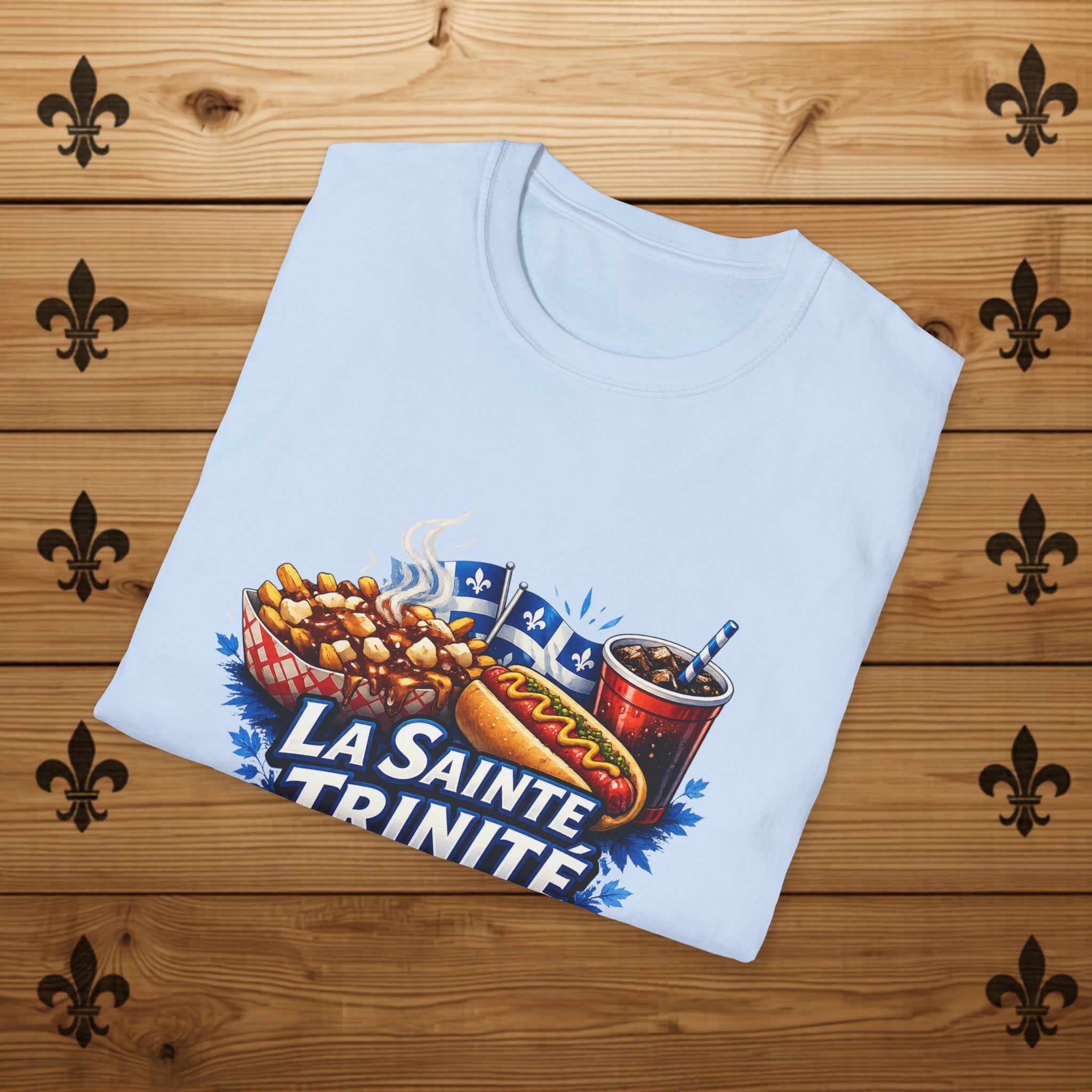 La Sainte Trinité – T-Shirt Québécois Poutine, Hot-Dog & Humour
