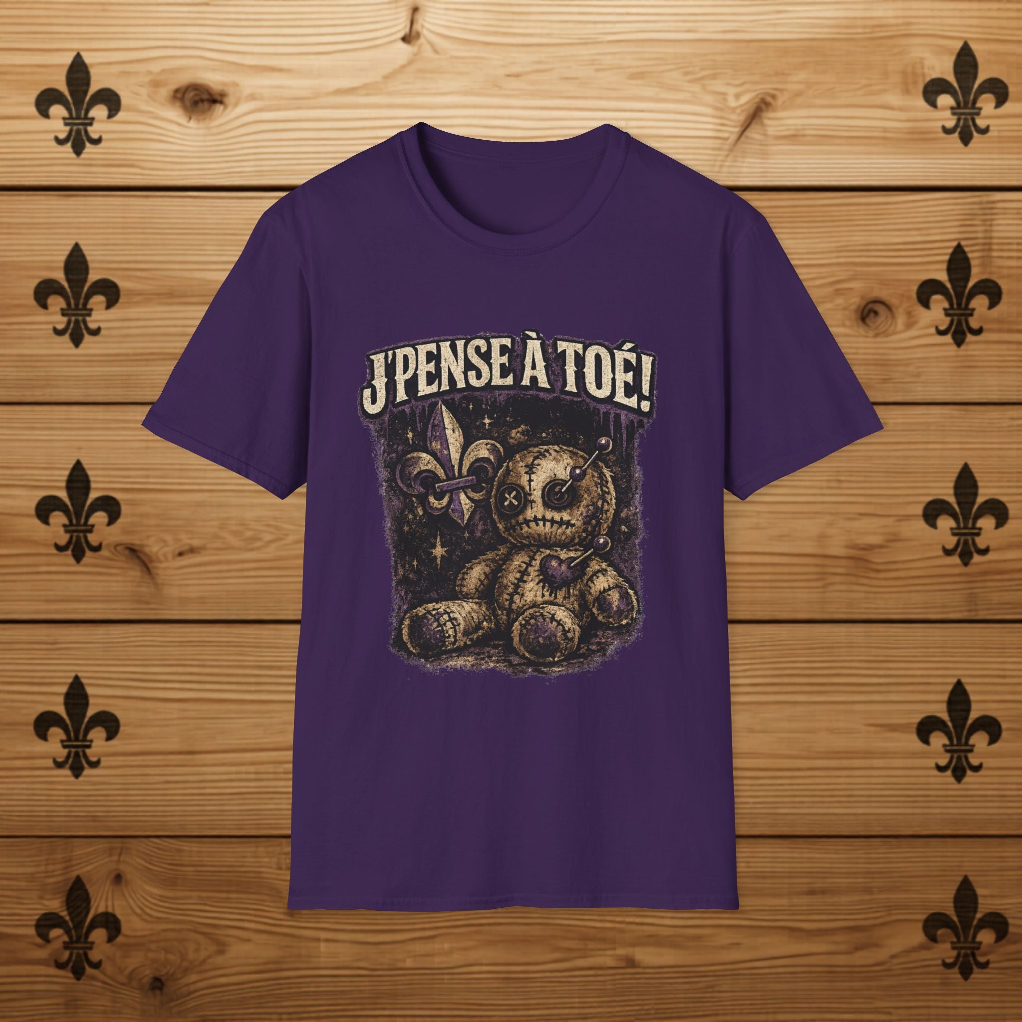 J'pense à Toé Teddy Bear T-Shirt Voodoo doll Funny Tee Quebec T-Shirt