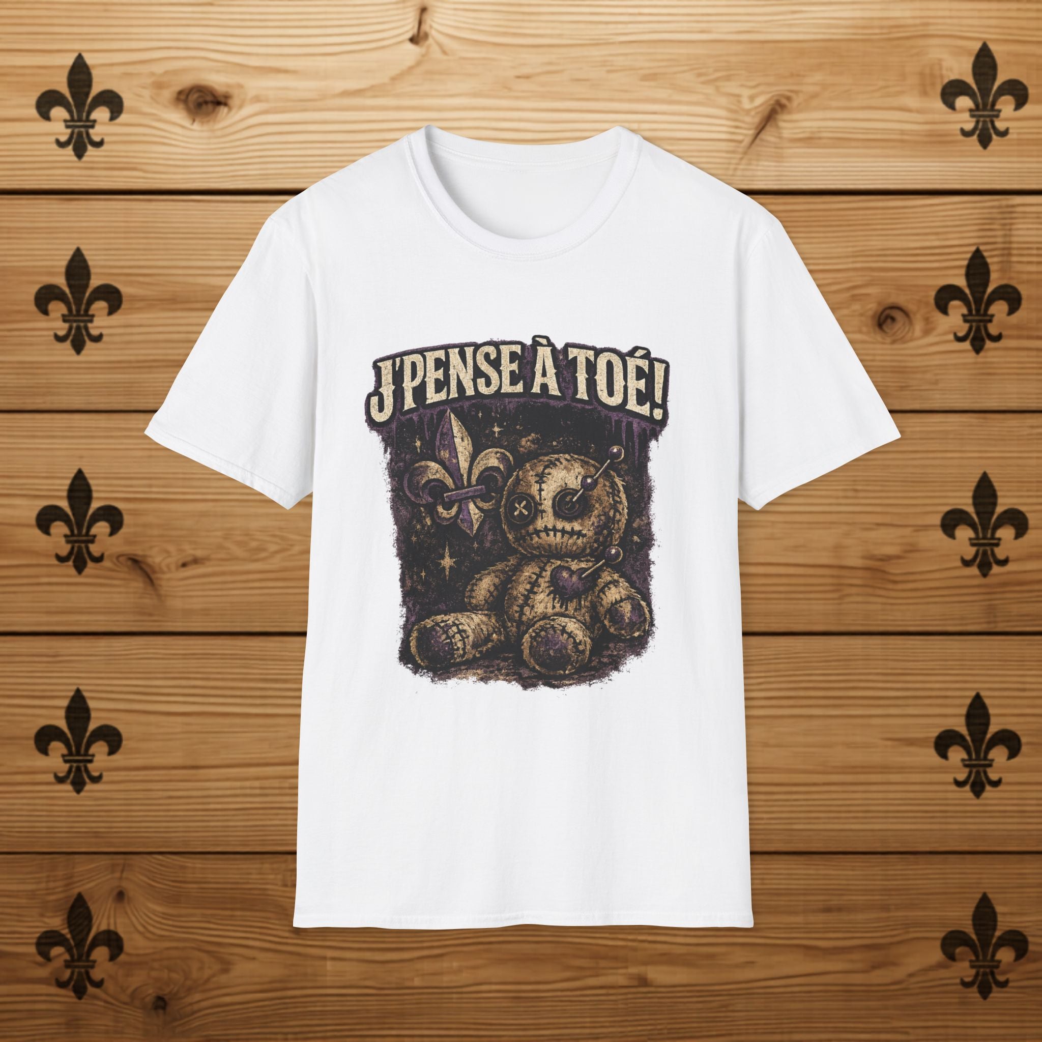 J'pense à Toé Teddy Bear T-Shirt Voodoo doll Funny Tee Quebec T-Shirt