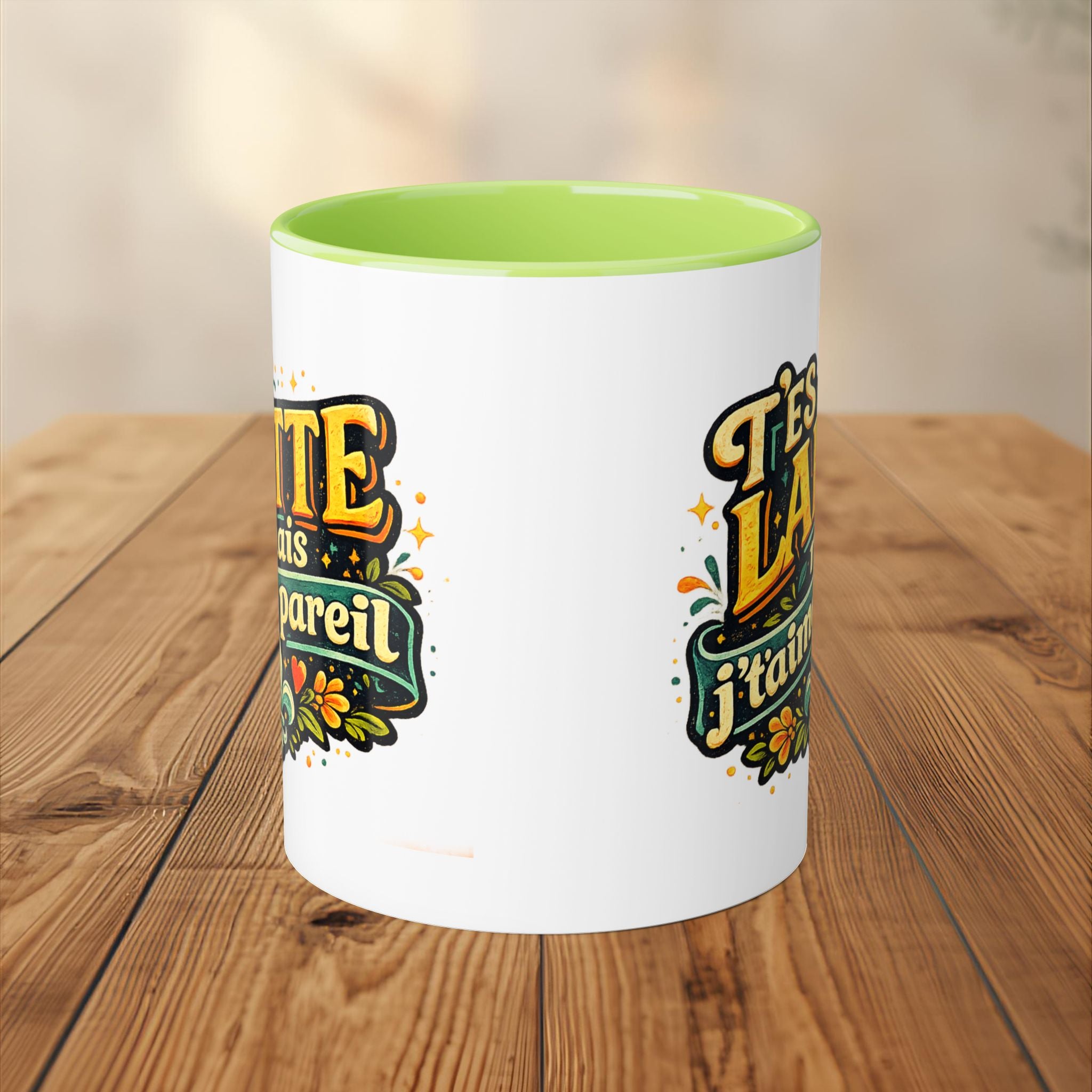T'es Laitte mais j'taime pareil Mug 11oz Accent Ceramic Mug Tasse Drôle Quebec