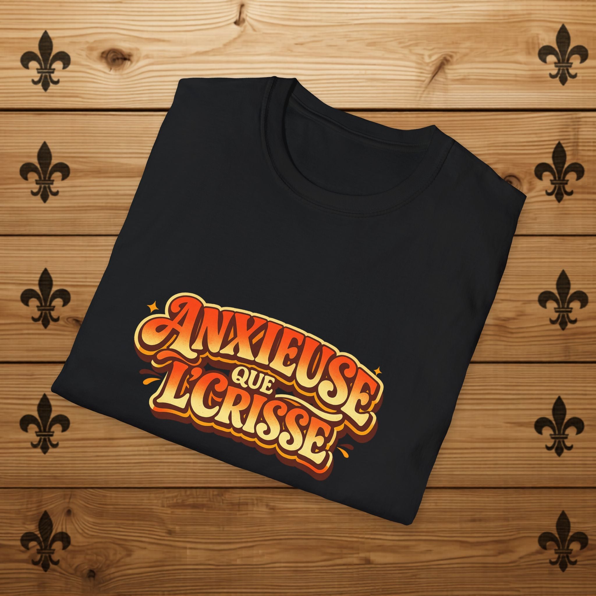 Anxieuse Que Lcrisse T-Shirt French Funny Retro Typography Quebec T-Shirt