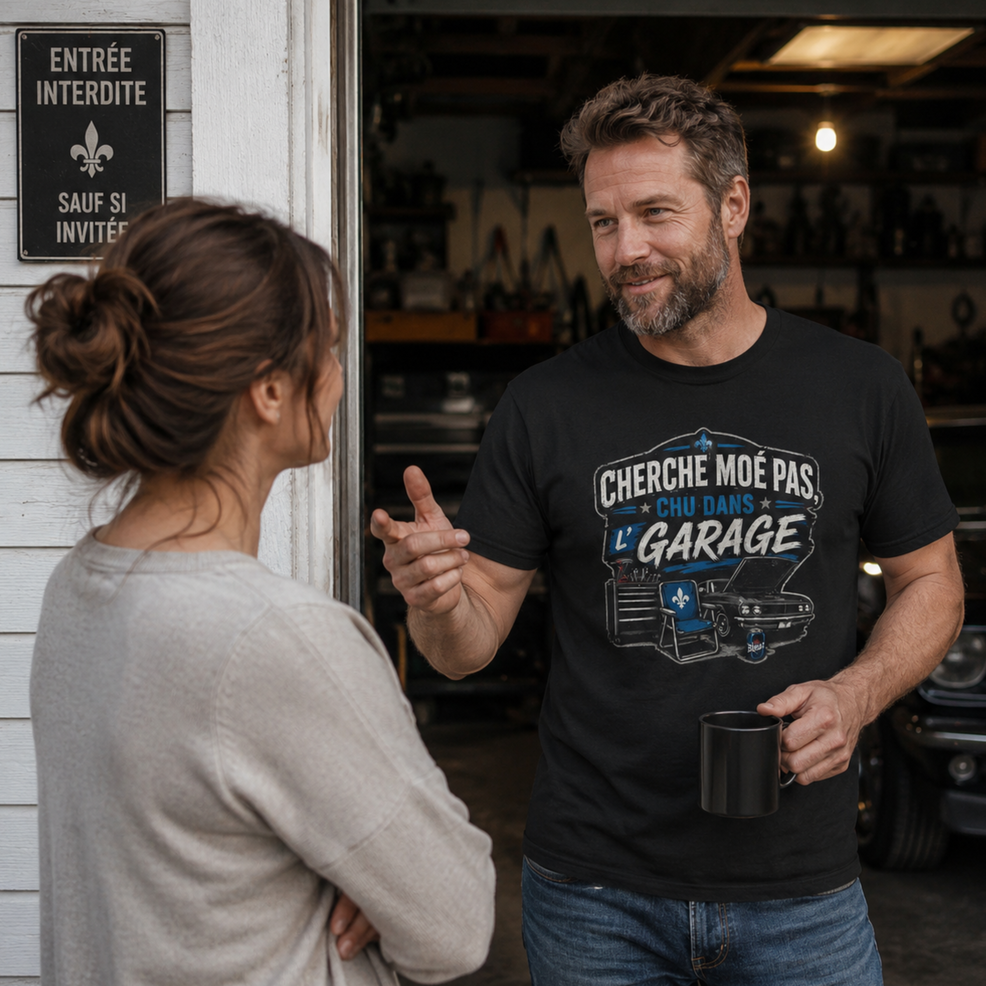 Cherche Moé Pas Chu Dans L'Garage - T-Shirt