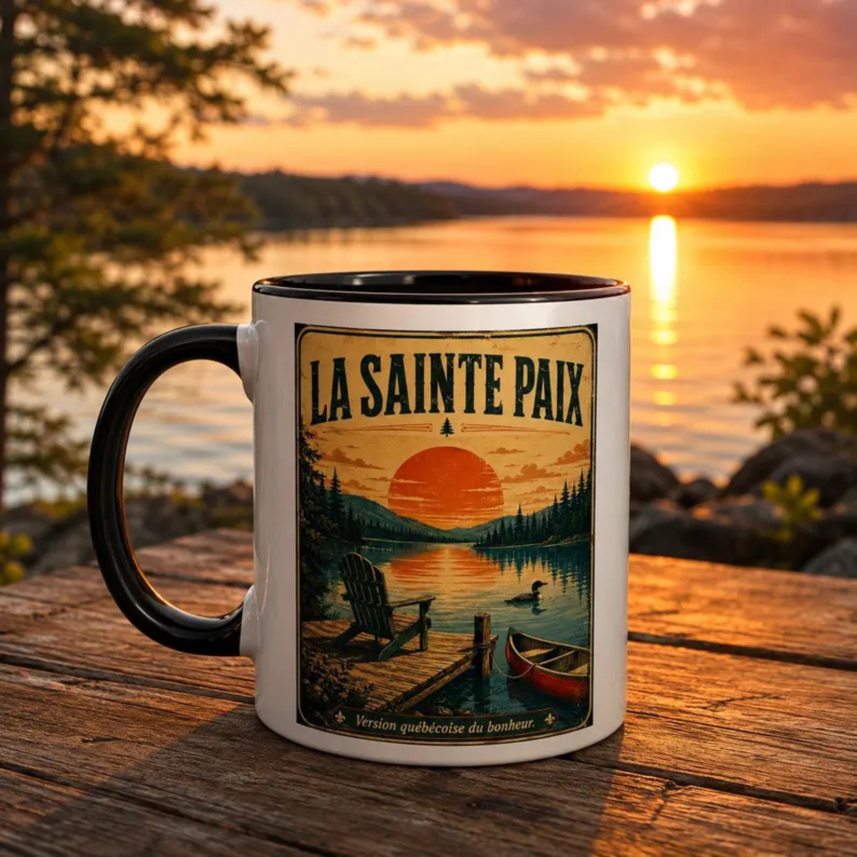 La Sainte Paix Lake Sunset Poster Mug  Accent 11oz