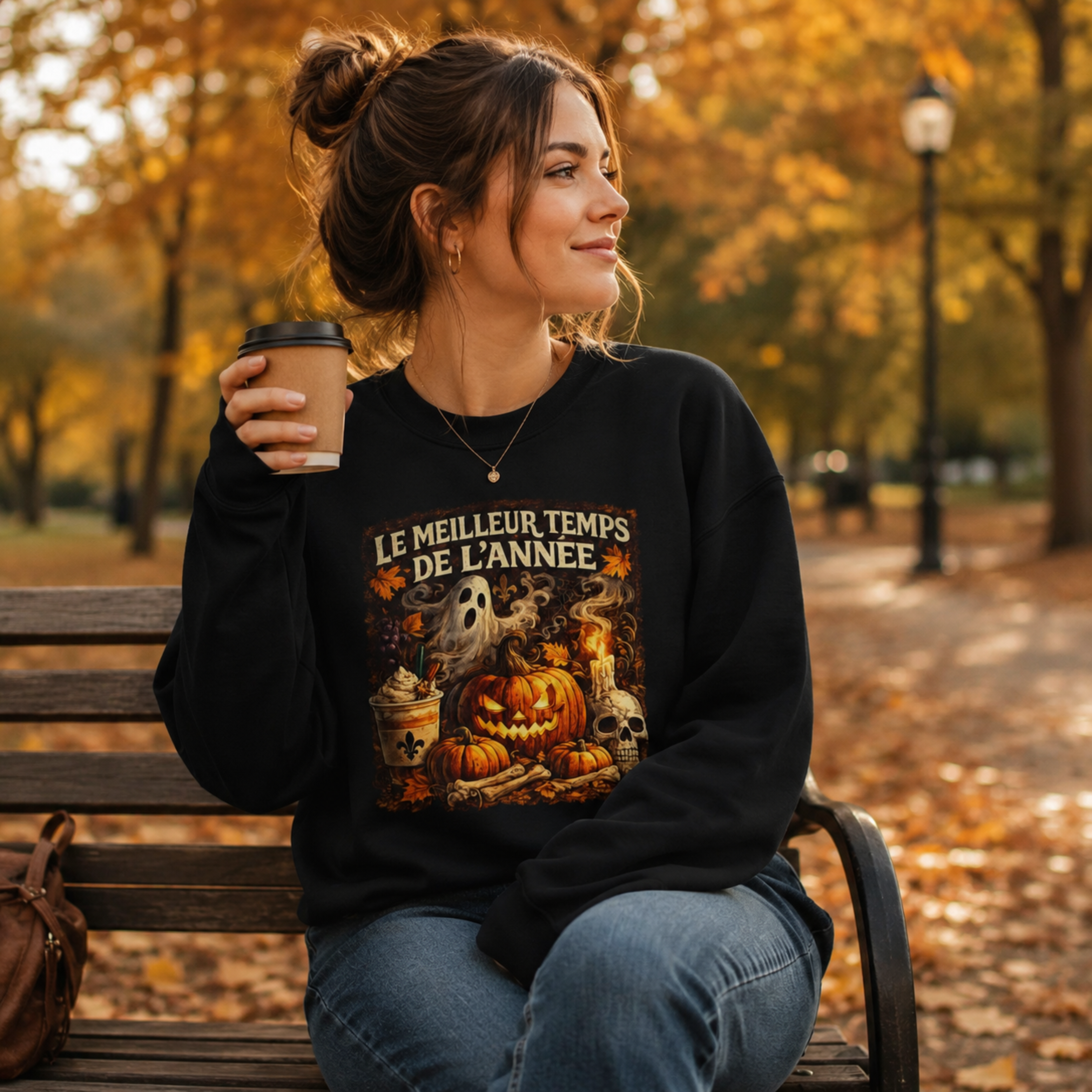 Le meilleur temps de l'année Halloween Sweatshirt | Pumpkin Ghost Skull Design