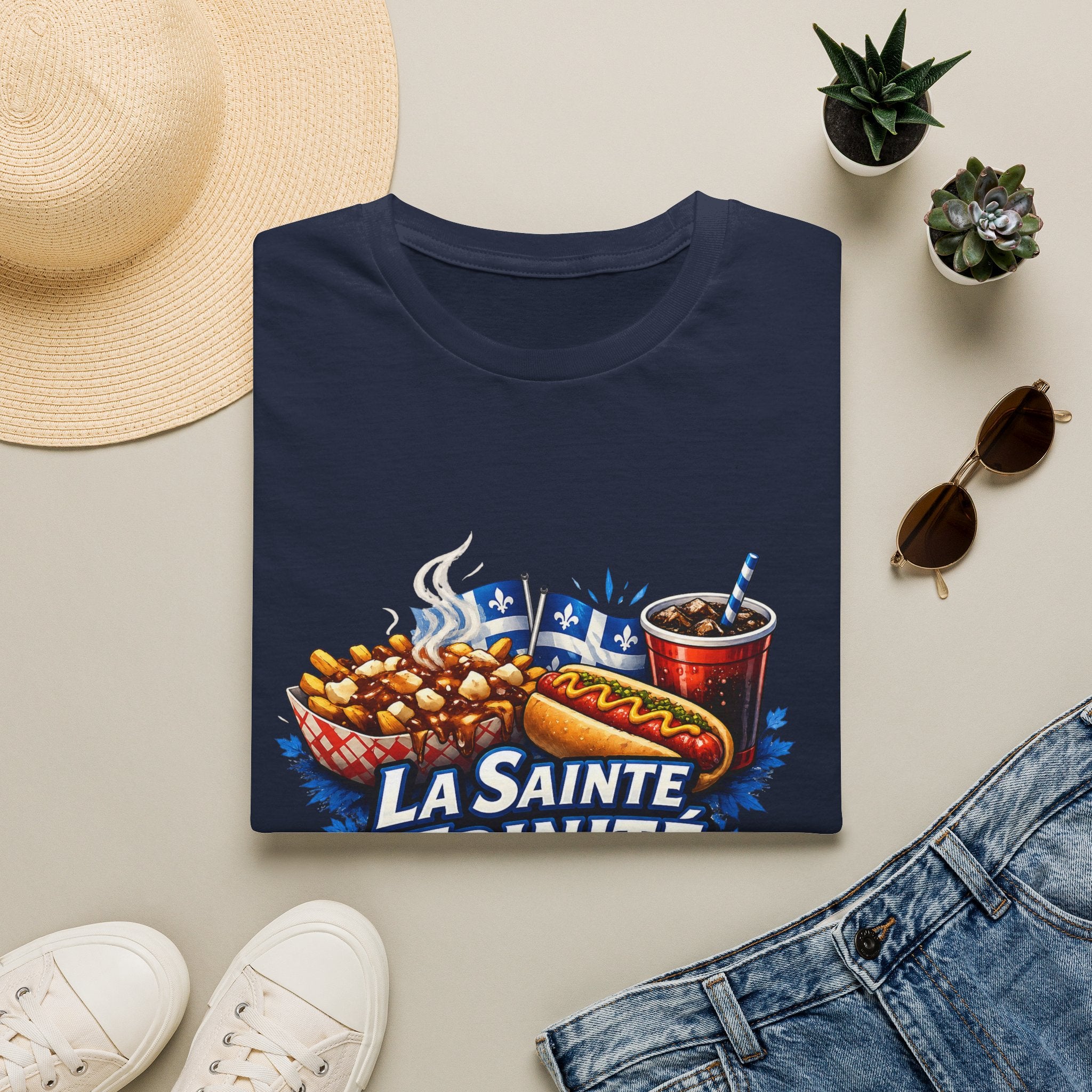La Sainte Trinité – T-Shirt Québécois Poutine, Hot-Dog & Humour
