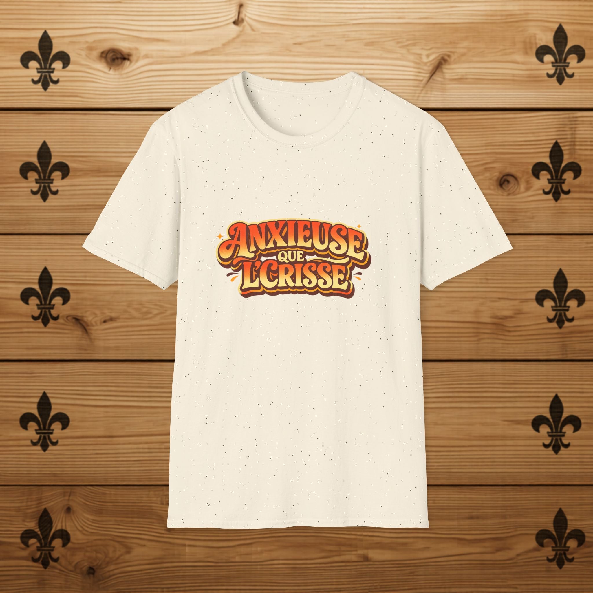 Anxieuse Que Lcrisse T-Shirt French Funny Retro Typography Quebec T-Shirt