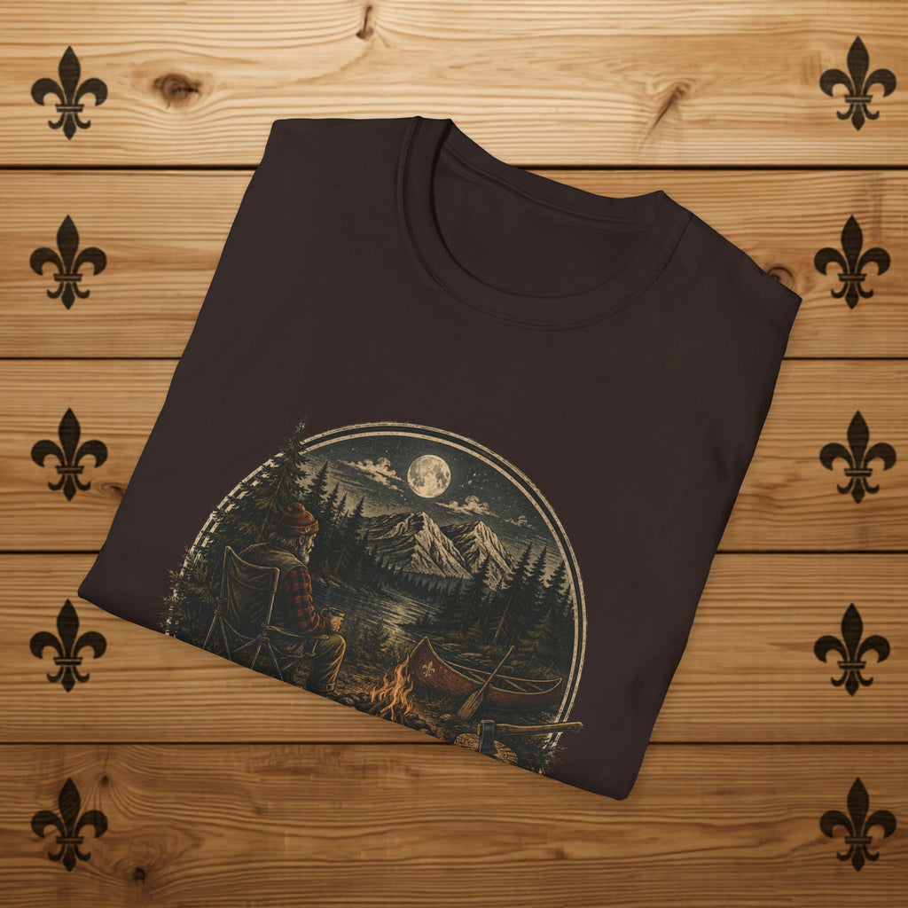 Carpe Diem Tabarnak Campfire Landscape T-Shirt Mountain Moon Forest Quebec Shirt