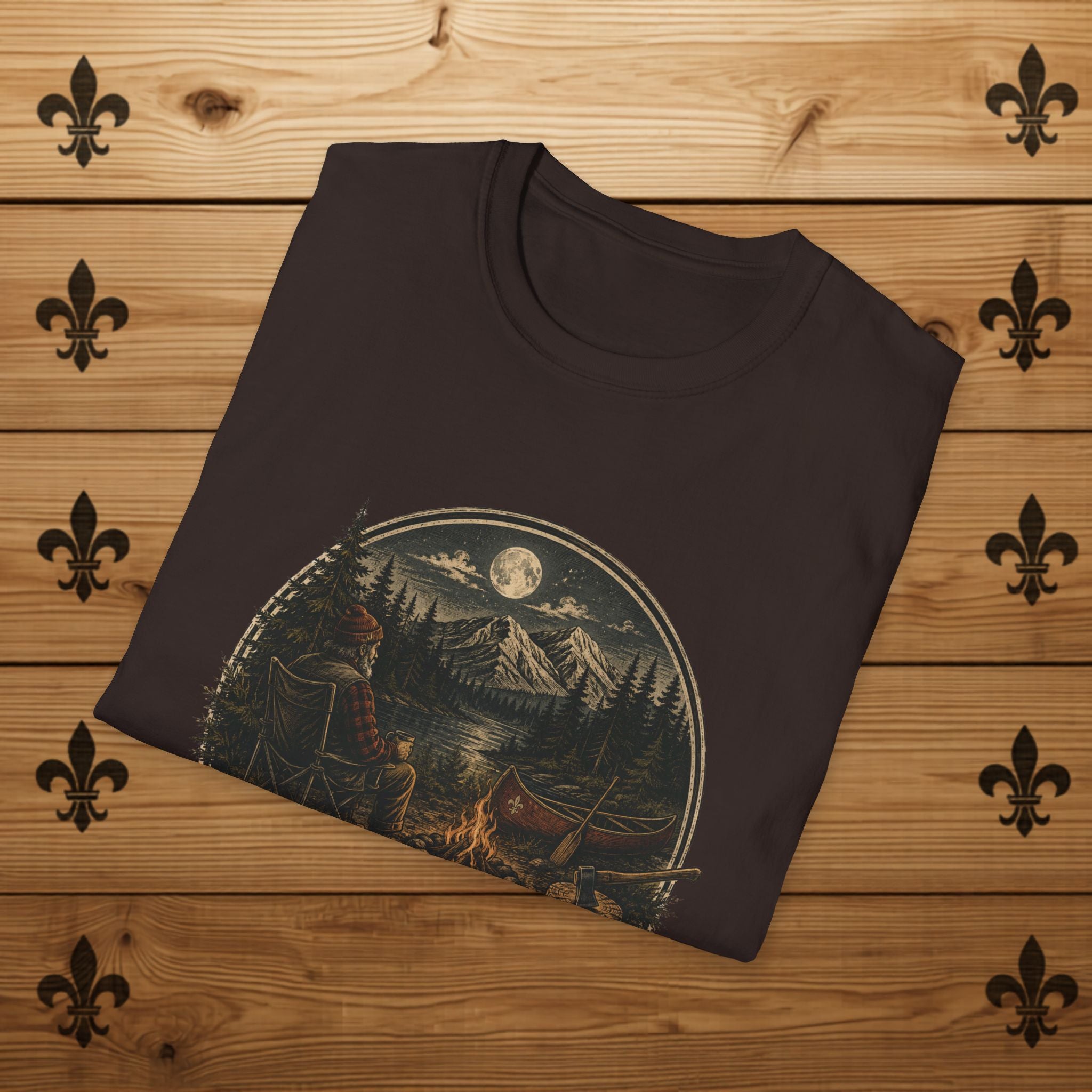 Carpe Diem Tabarnak Campfire Landscape T-Shirt Mountain Moon Forest Quebec Shirt
