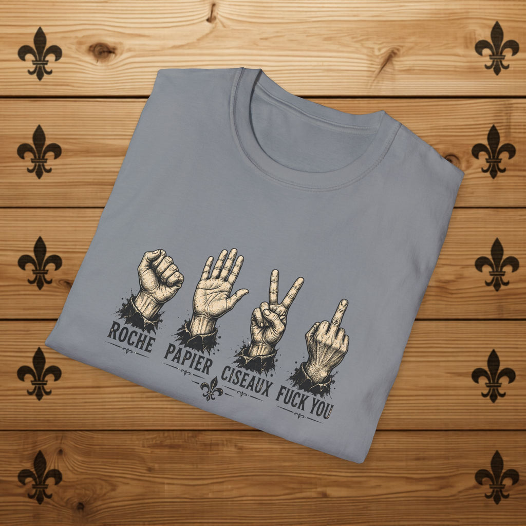 T-Shirt Québécois Roche Papier Ciseaux Chandail Humour Québécois Sarcastique Cadeau Drôle pour Québécois Quebtrash