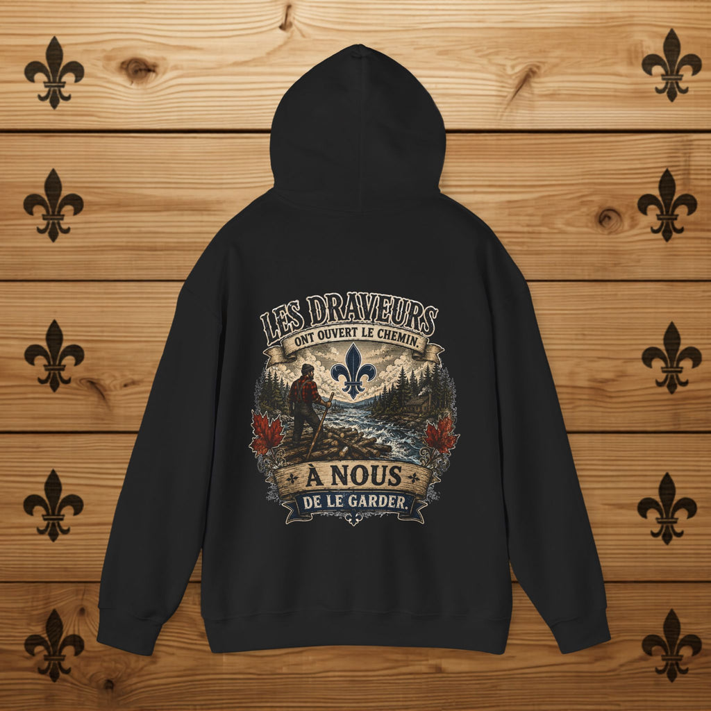 Hoodie Québécois Fleur de Lys  Les Draveurs Chandail Québec