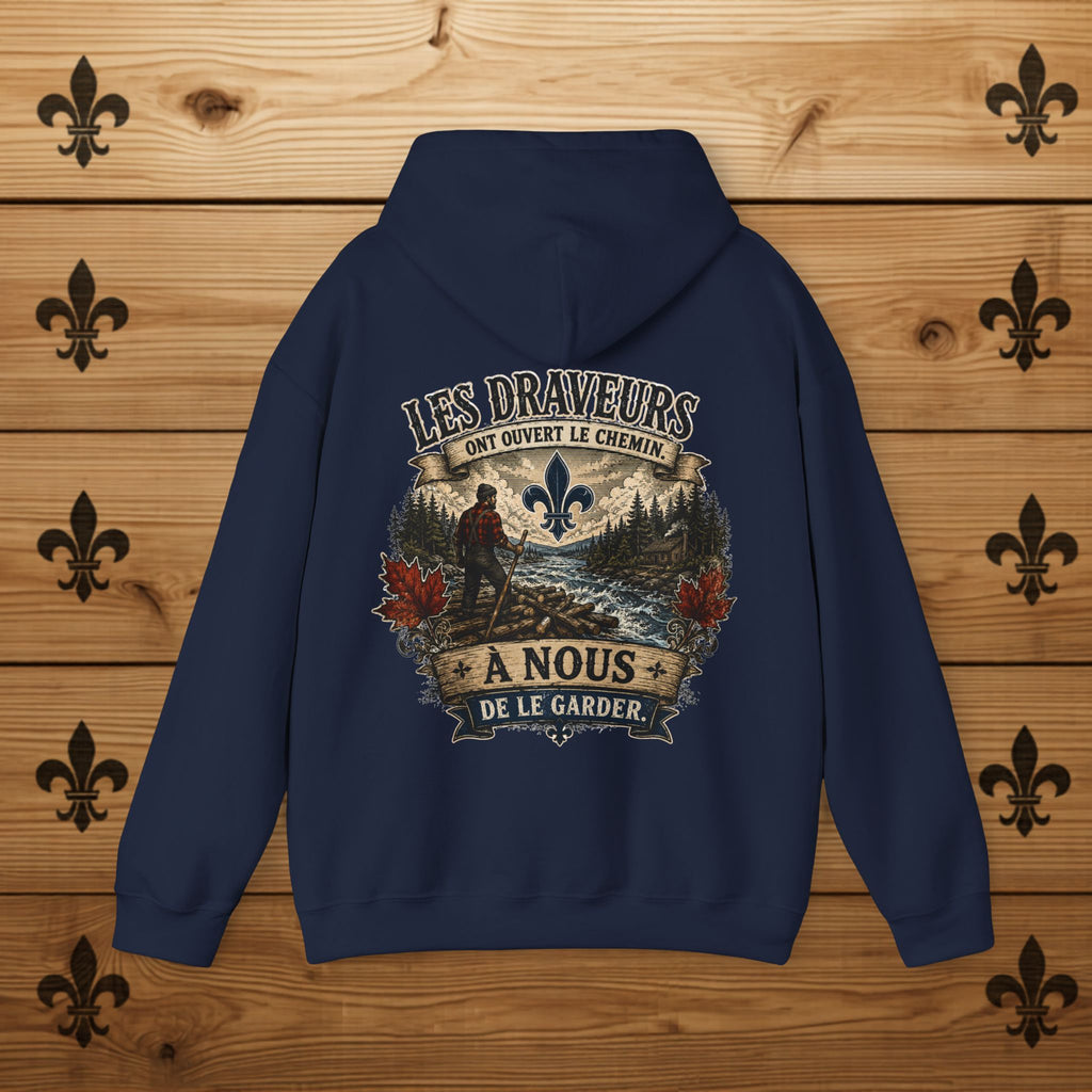 Hoodie Québécois Fleur de Lys  Les Draveurs Chandail Québec