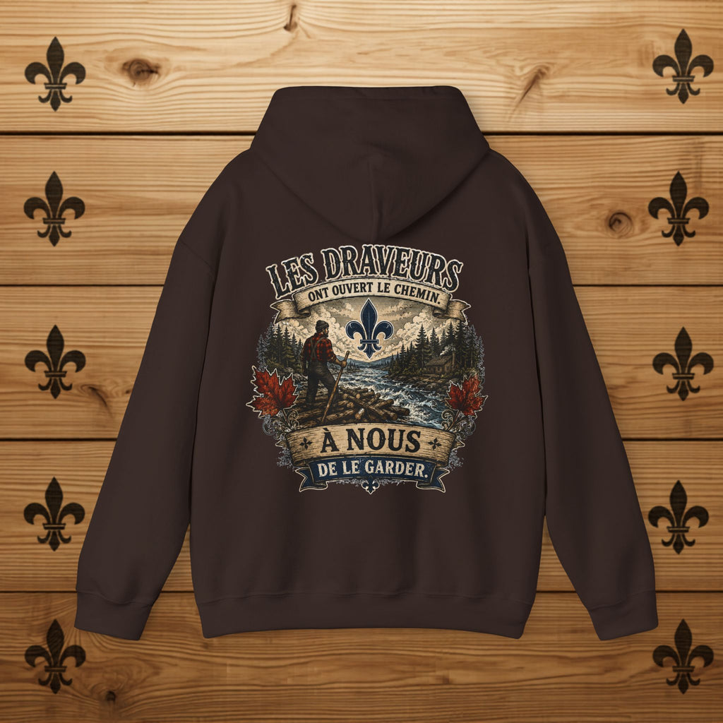 Hoodie Québécois Fleur de Lys  Les Draveurs Chandail Québec