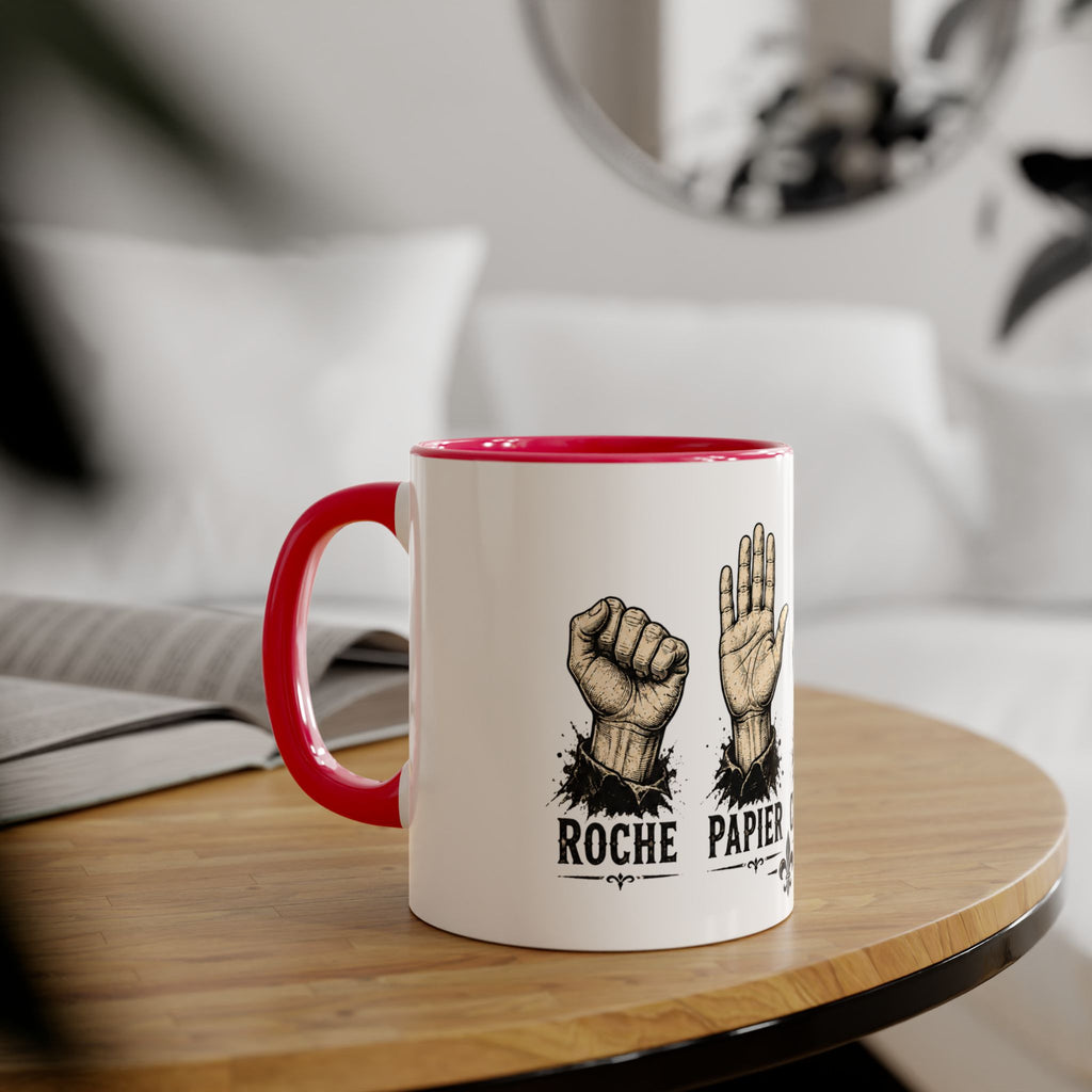 Tasse Roche Papier Ciseaux Tasse Québécoise Drôle et Sarcastique Quebtrash