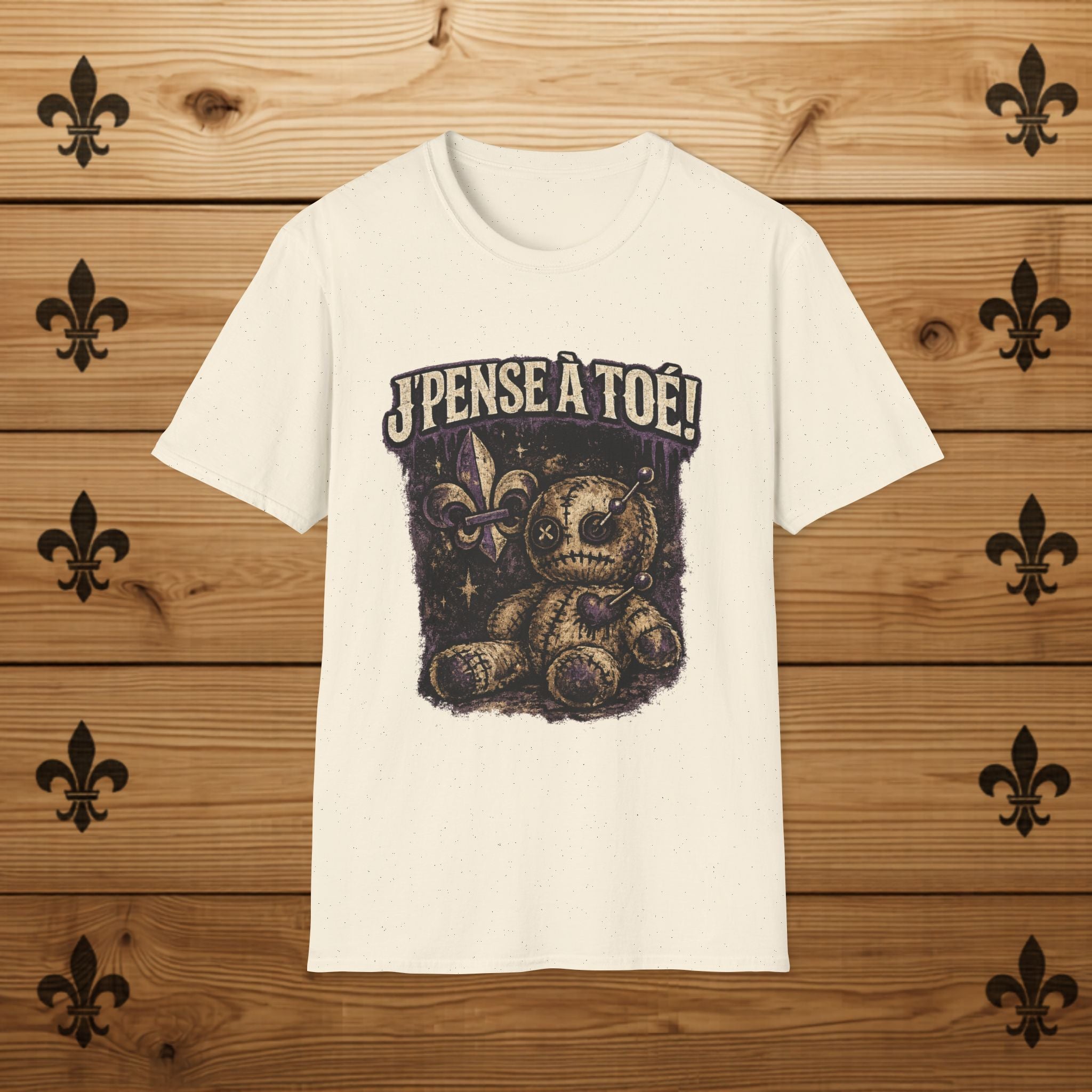 J'pense à Toé Teddy Bear T-Shirt Voodoo doll Funny Tee Quebec T-Shirt