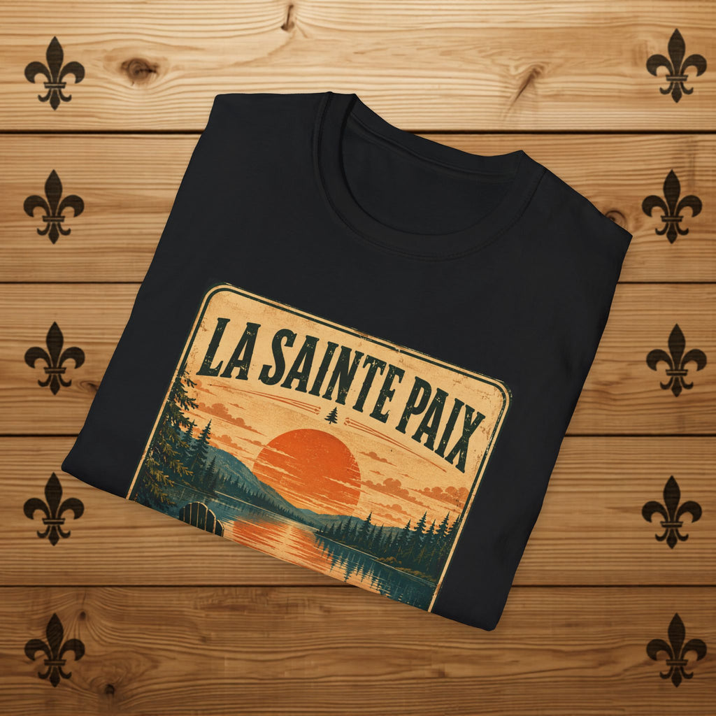 La Sainte Paix Sunset Lake T-Shirt | Vintage Nature Scene