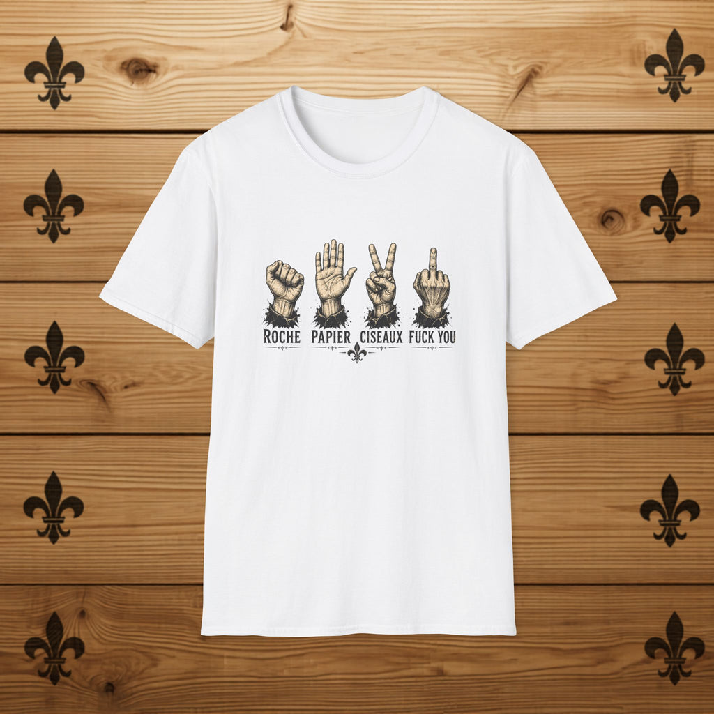 T-Shirt Québécois Roche Papier Ciseaux Chandail Humour Québécois Sarcastique Cadeau Drôle pour Québécois Quebtrash